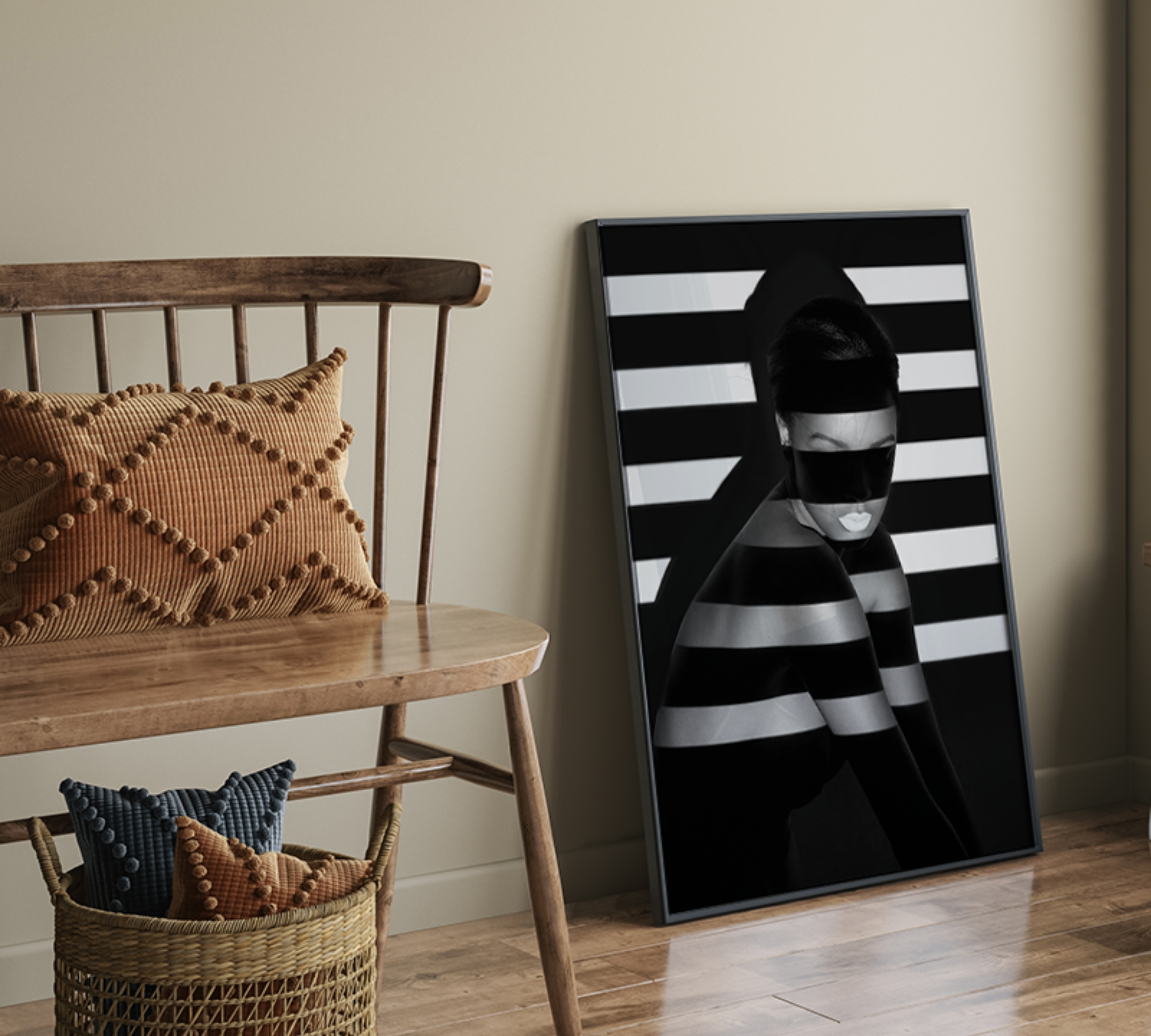 Studio Art Print with Frame Black White 2