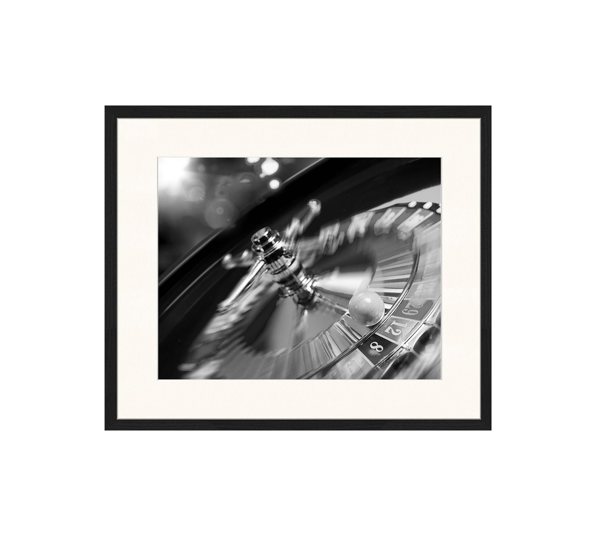 Roulette Wheel Art Print with Frame Black White 0