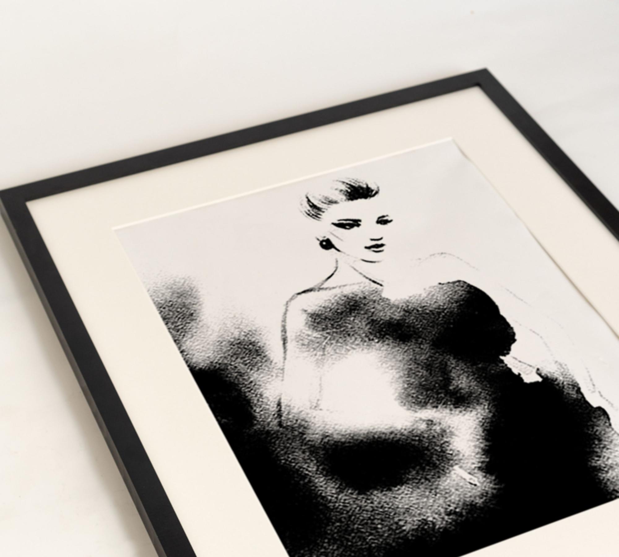 Fashion Art Print with Frame Black White 2