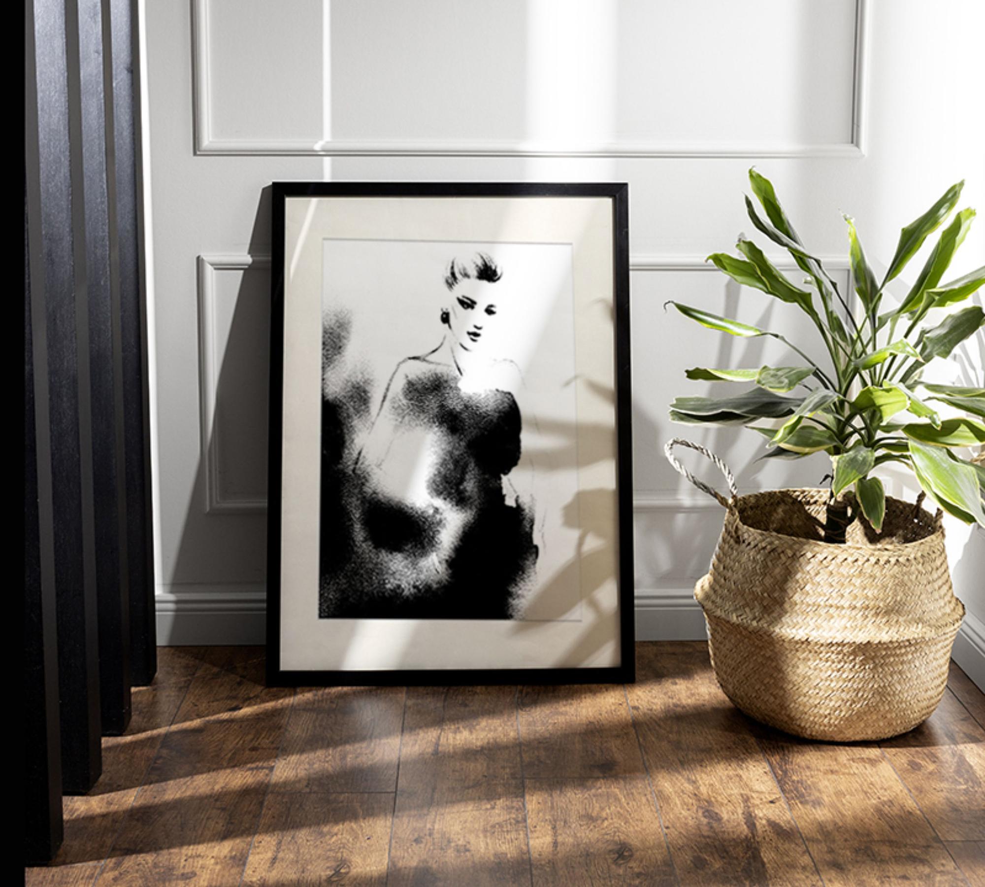Fashion Art Print with Frame Black White 3
