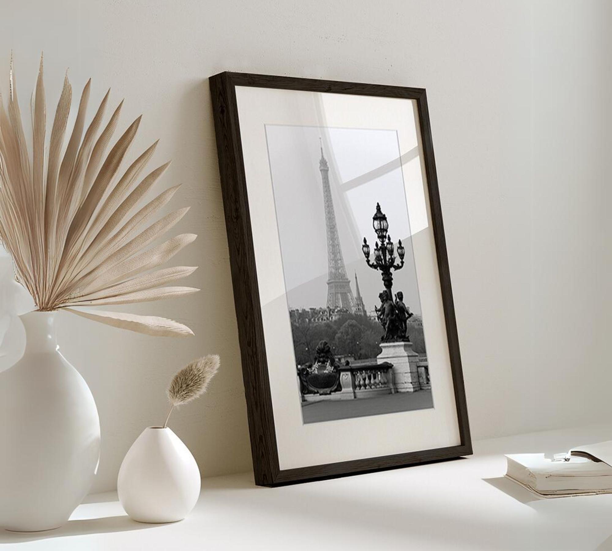 Stampa d'arte Alexandre III Bridge con cornice bianco e nero 2