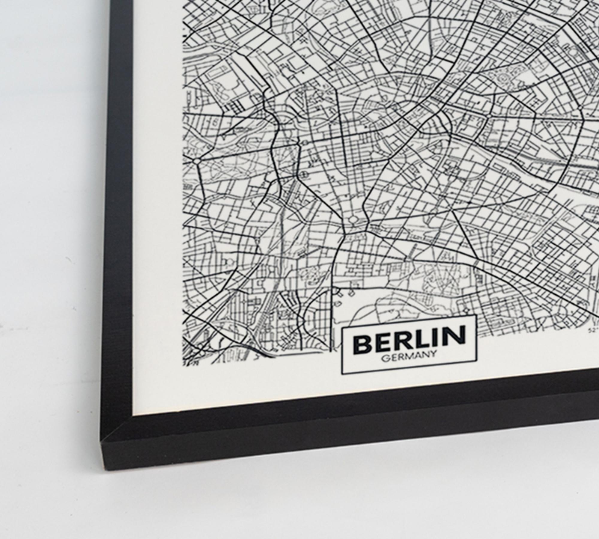 Berlin map art print with frame Multicolored 2
