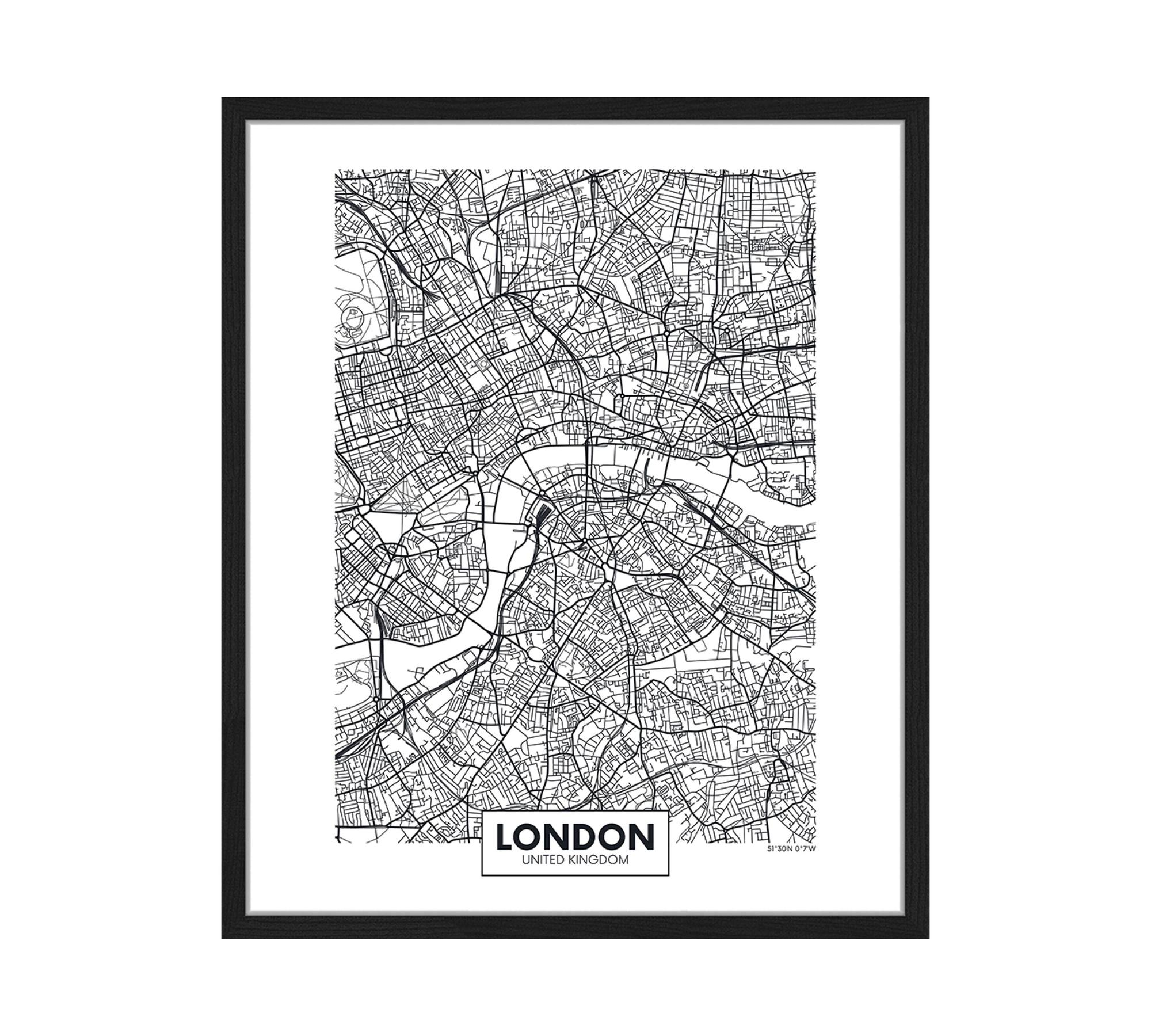 London City Map Art Print with Frame Multicolored 0