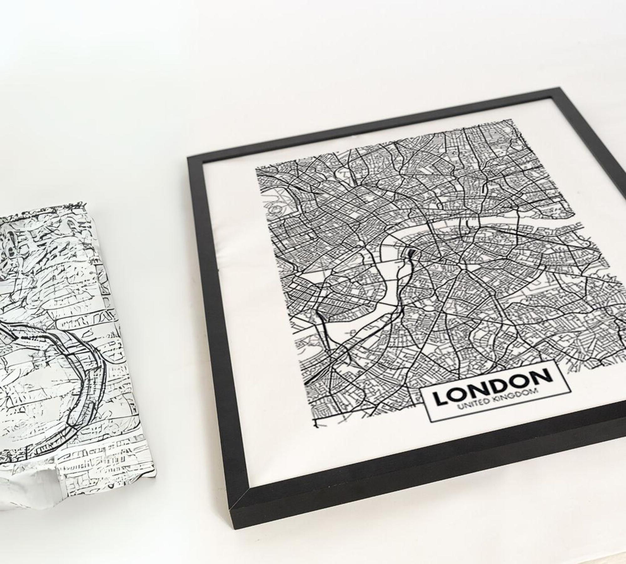 London City Map Art Print with Frame Multicolored 3