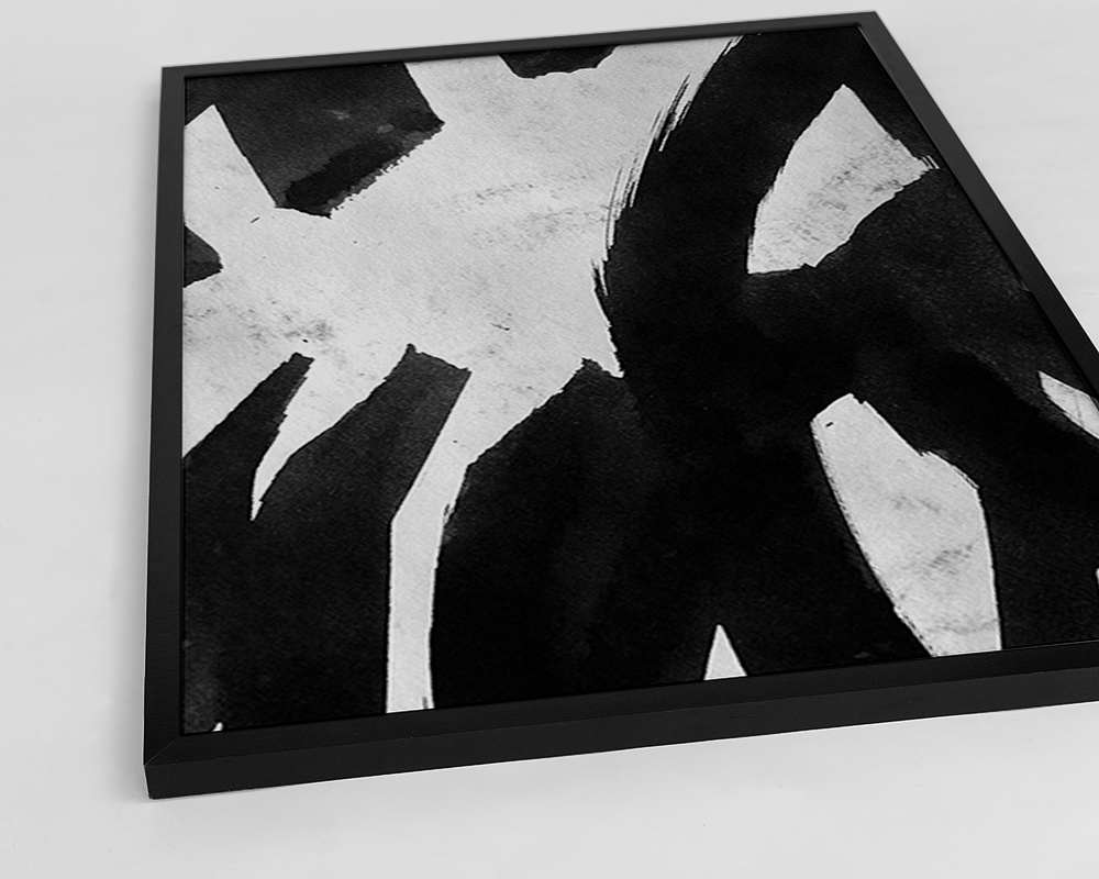 Black Ink Art Print with Frame Black White 2