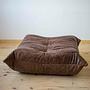 Togo Armchair and Ottoman Set Pull-Up Leather Walnut Brown 0