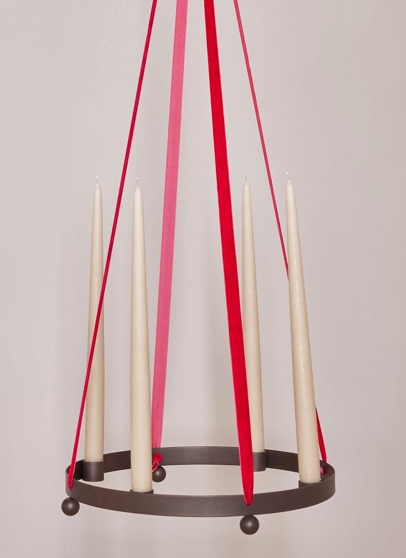 Pearl Advent candle holder iron brown 3