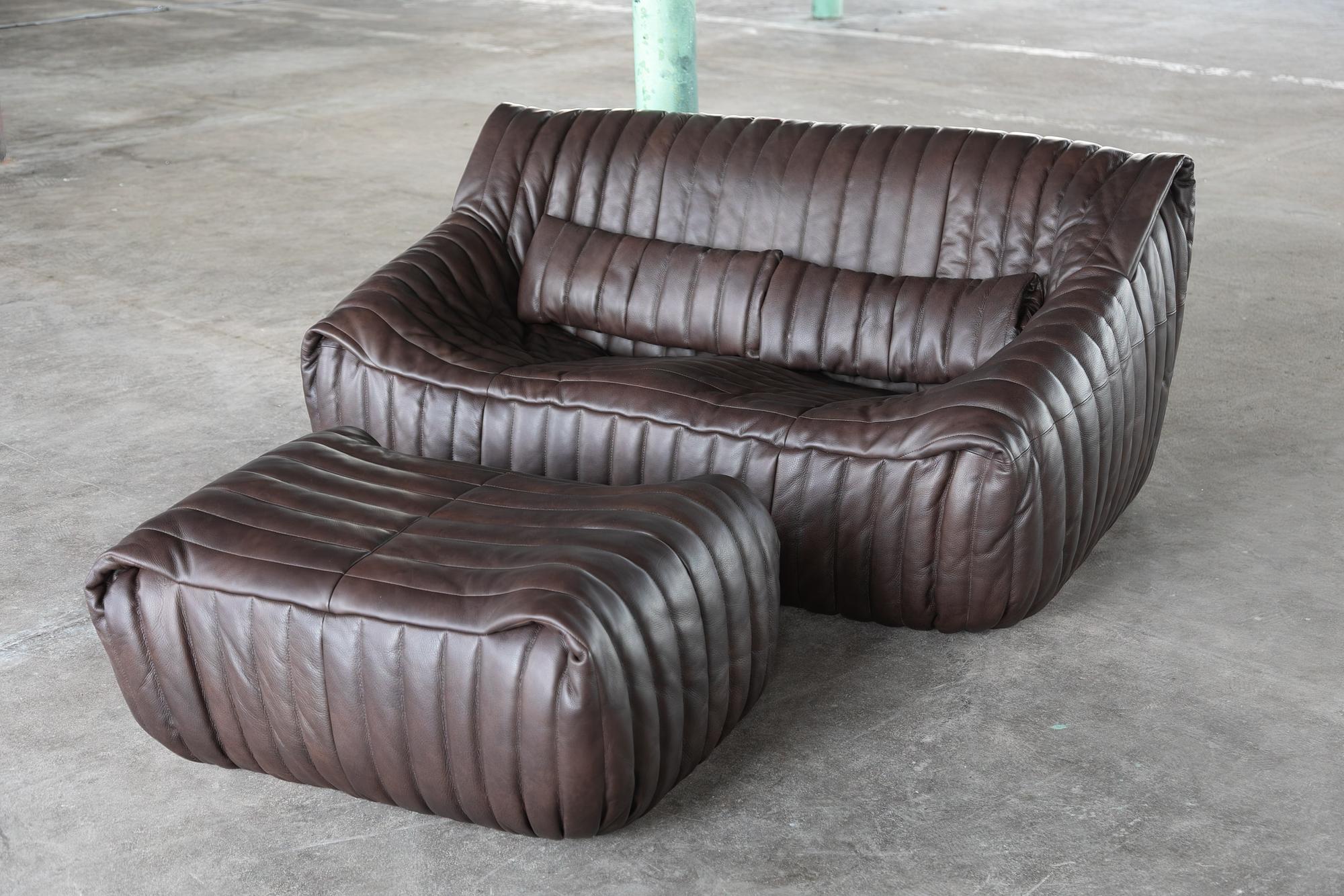 Sandra Lounge Set 2-tlg. Glattleder Schokoladenbraun 1
