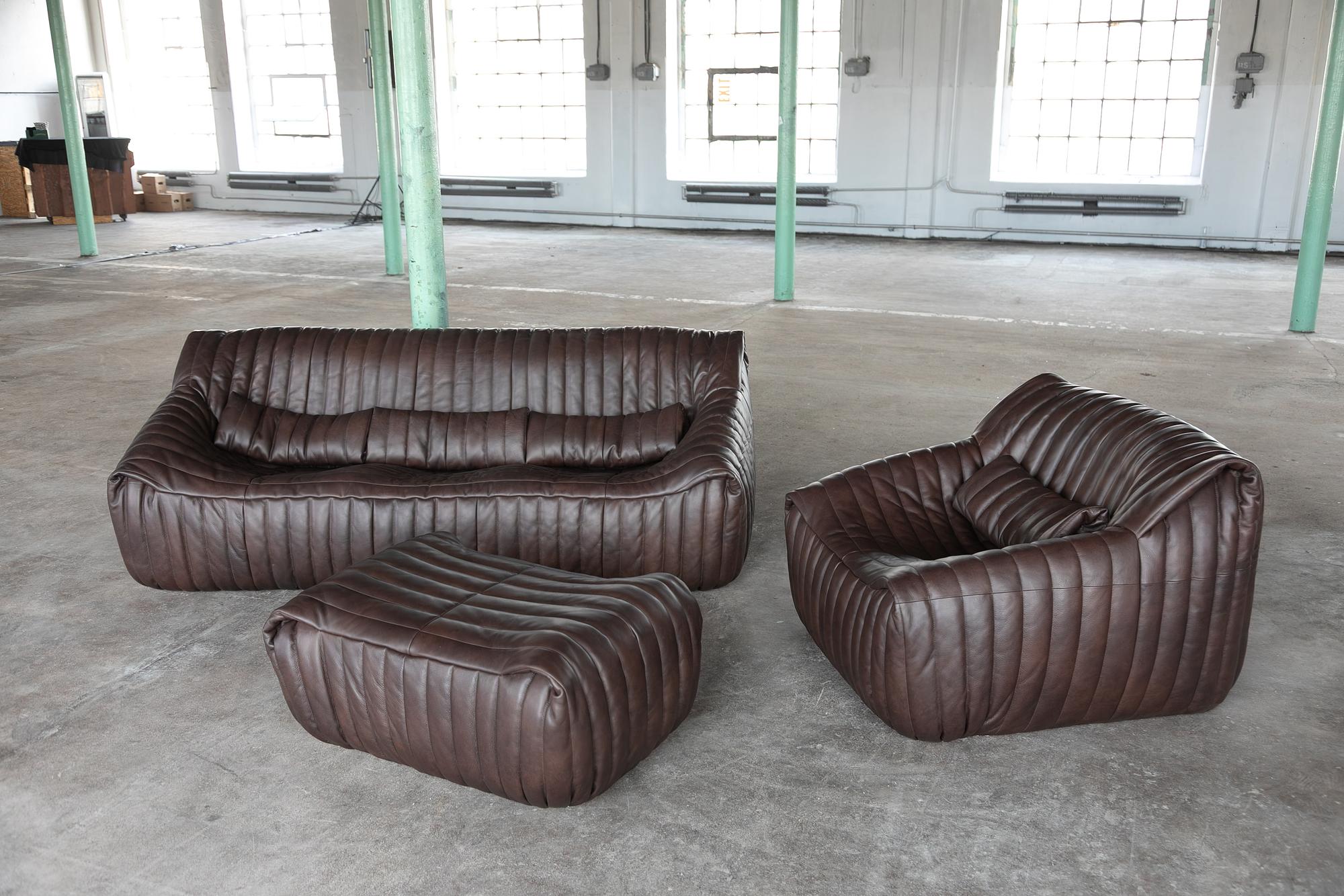 Sandra Lounge Set 2-piece. Smooth leather Chocolate brown 2