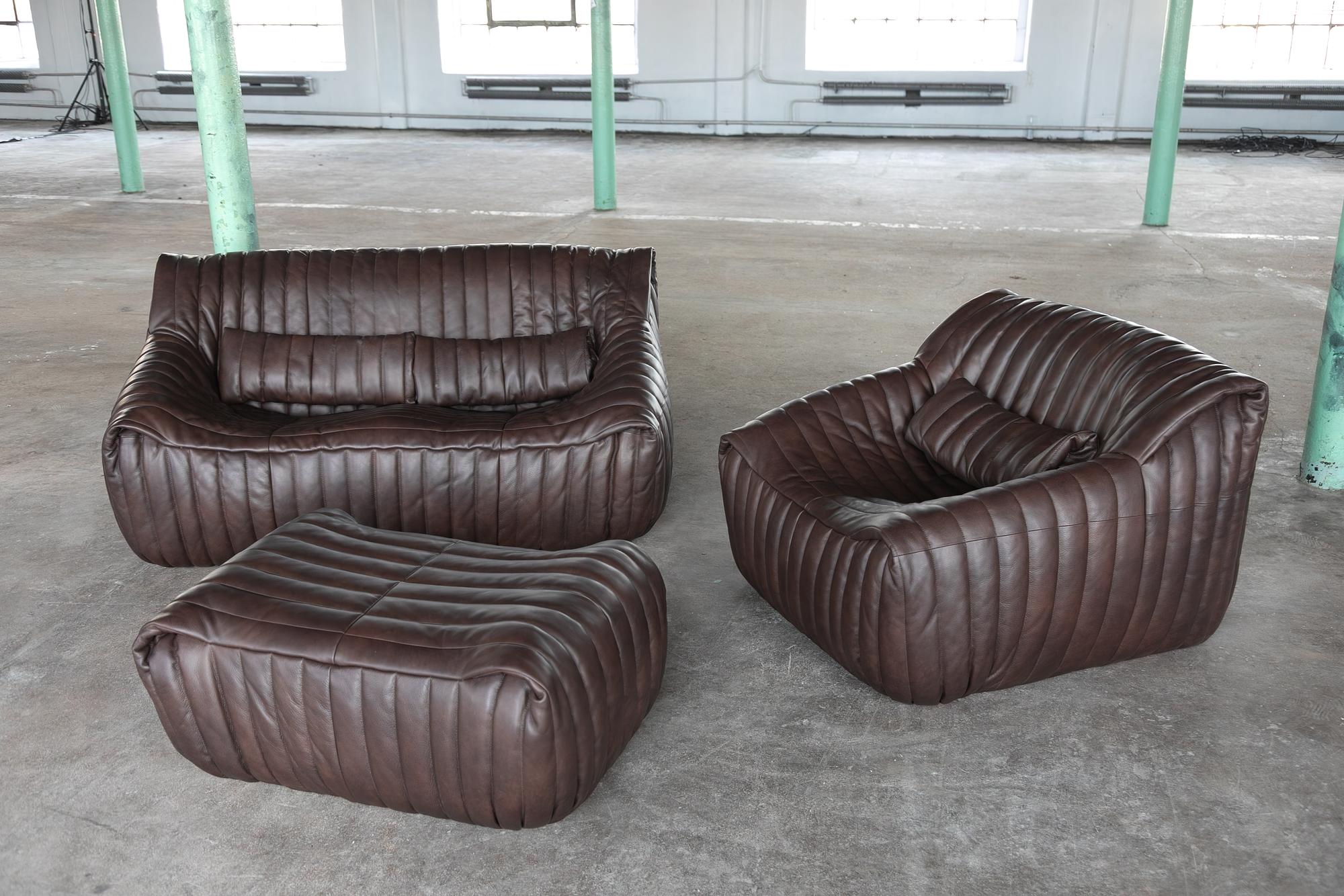 Sandra Set Lounge 2 pz. pelle liscia marrone cioccolato 3