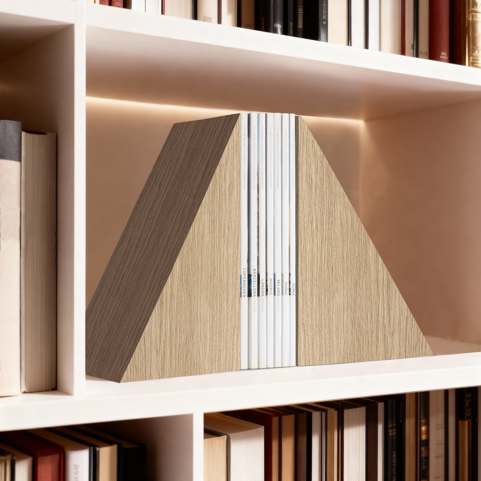 Fermalibri singolo rovere marrone 2