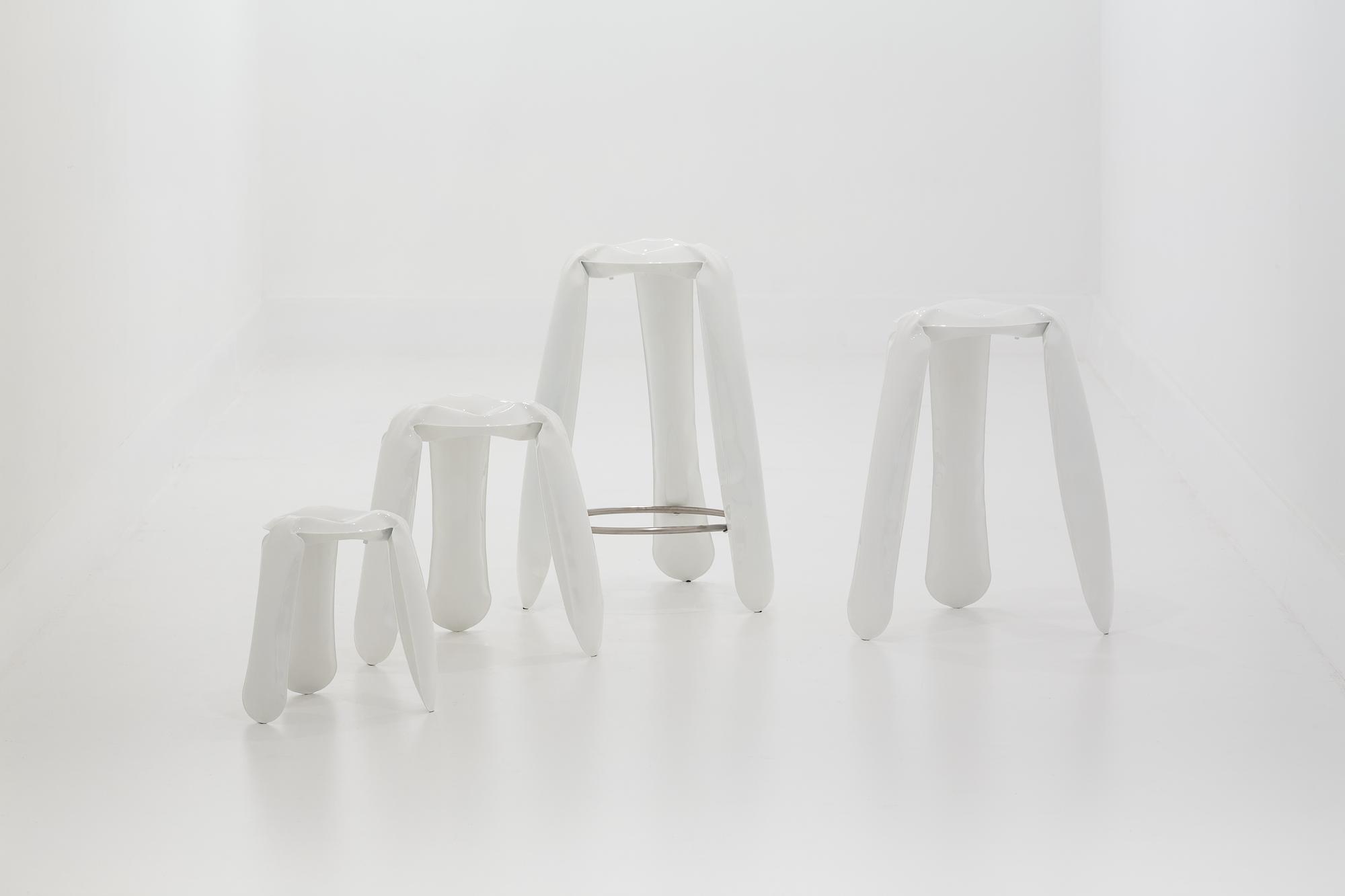 Plopp Mini Hocker Stahl Weiß Glänzend 1