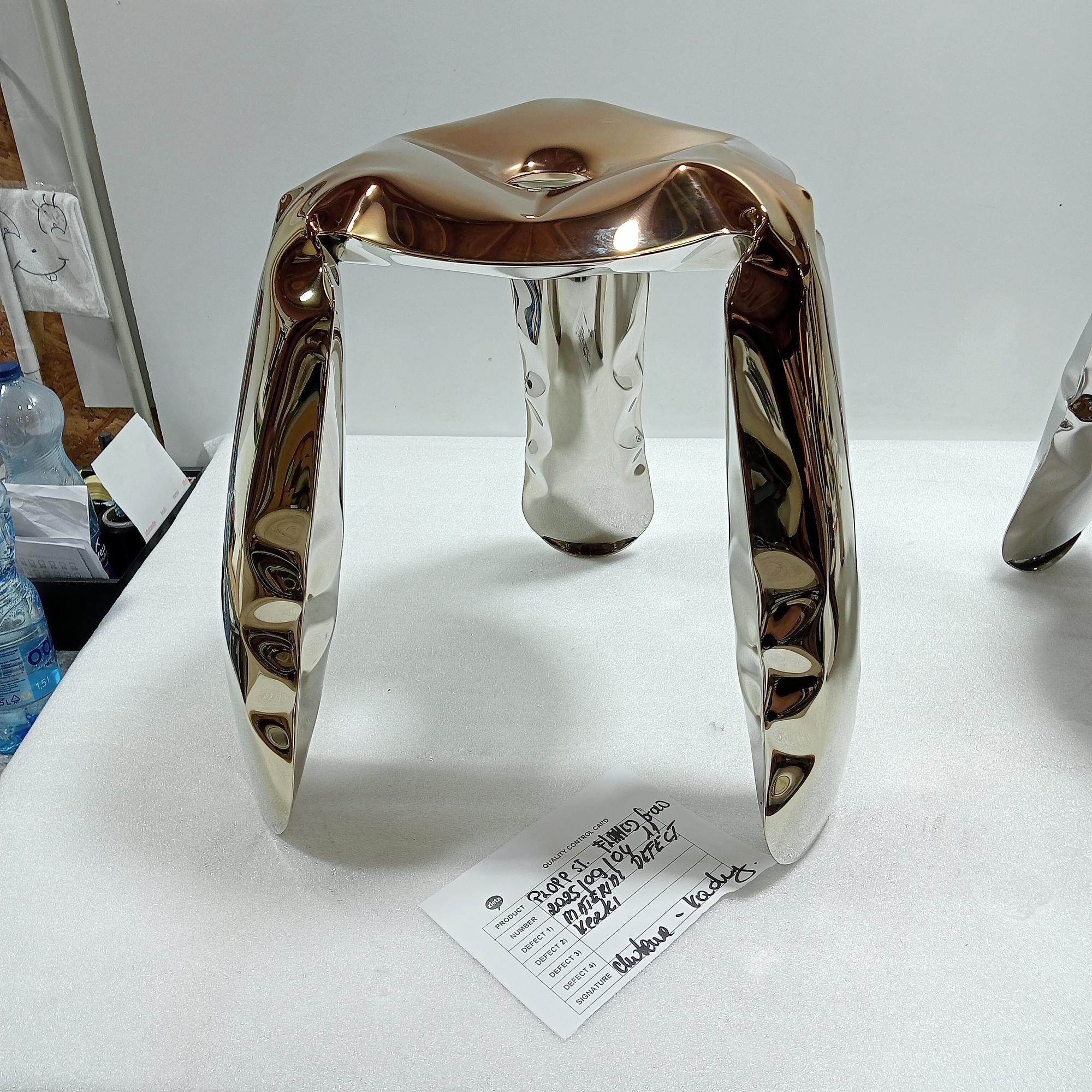 Plopp Standard stool Stainless steel Gold Heat 2