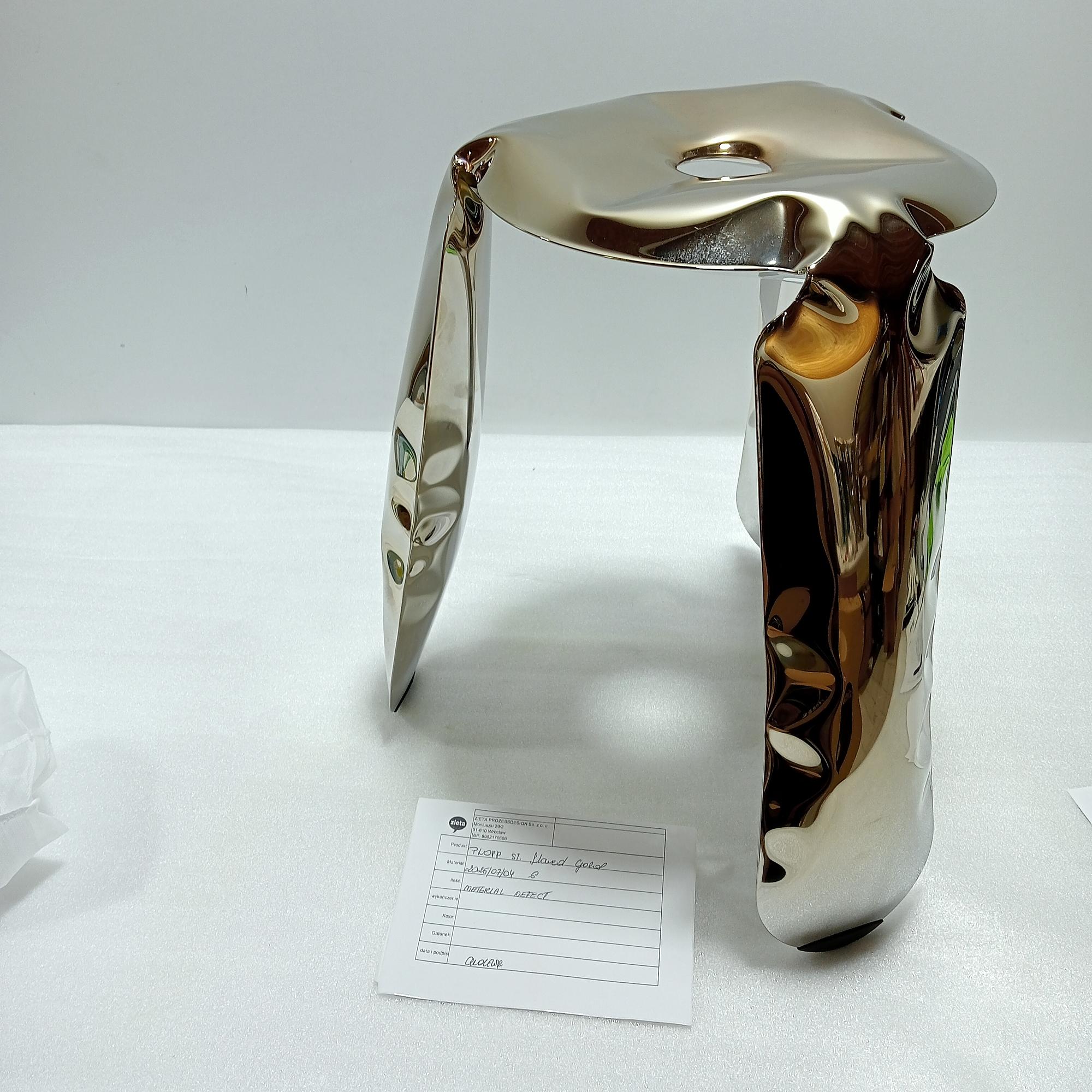 Plopp Standard stool Stainless steel Gold Heat 2