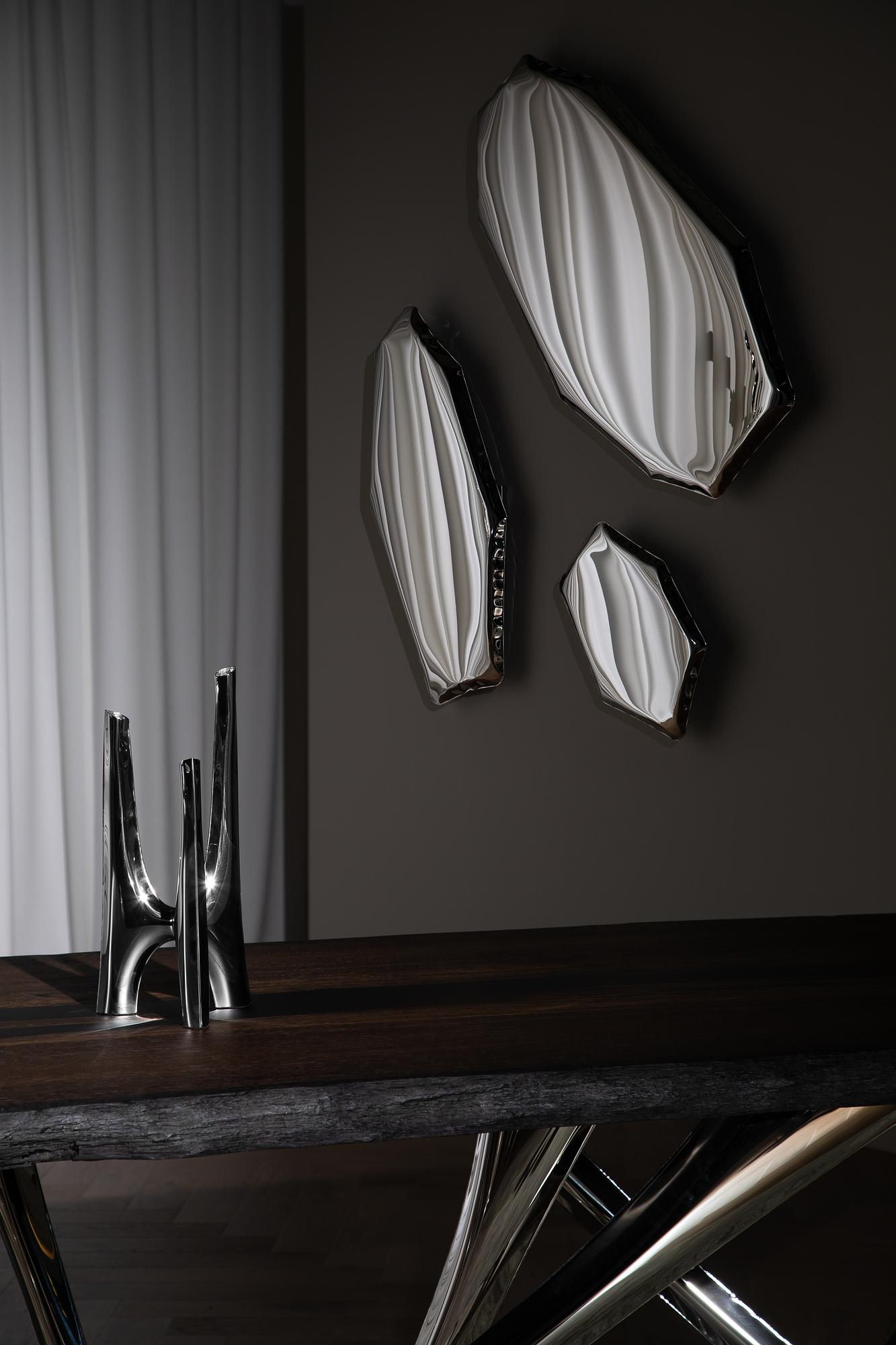 Table Mirror C4 Stainless Steel Inox Polished Silver 1