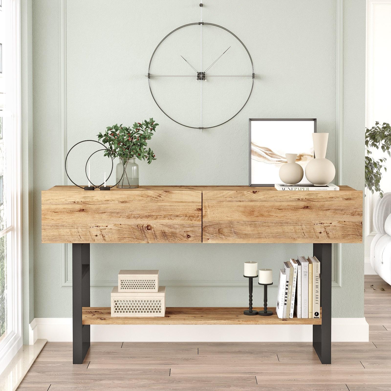 Console table with shelf Brown 0