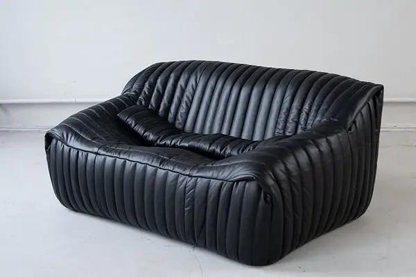 Sandra 2-Sitzer Madras-Leder Schwarz 1