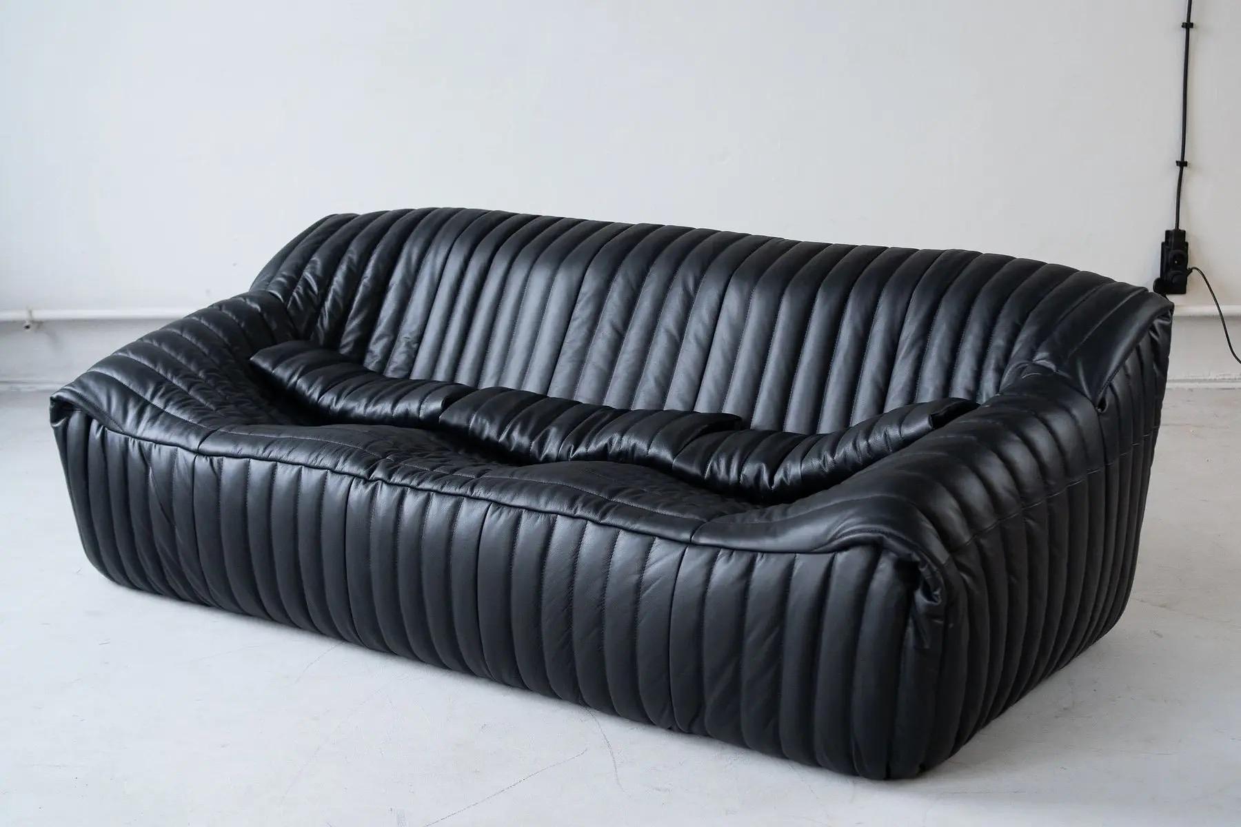Sandra 3-Sitzer Madras-Leder Schwarz 1