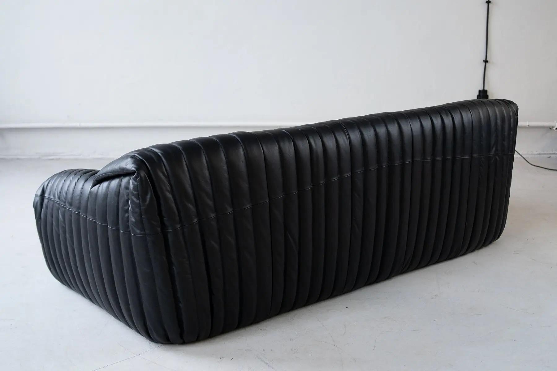 Sandra 3-Sitzer Madras-Leder Schwarz 4