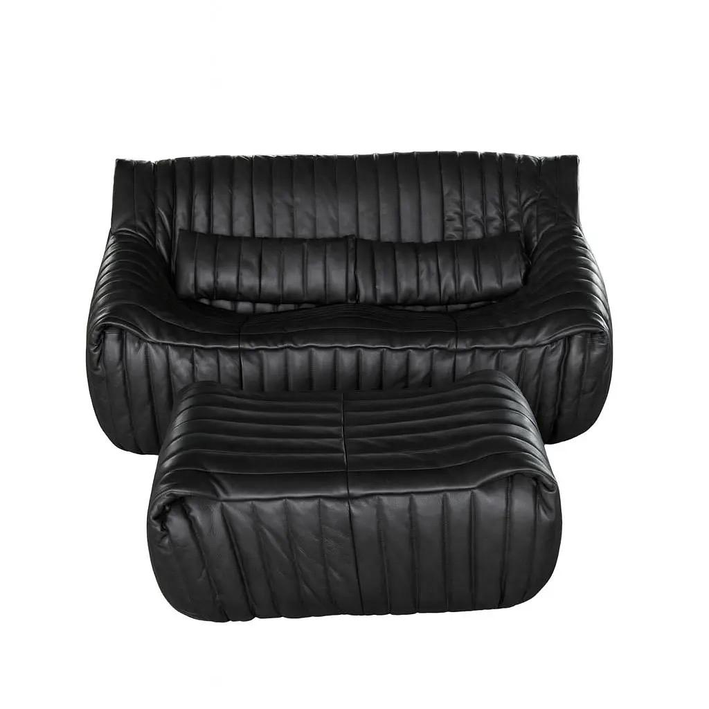 Sandra Lounge Set 2-tlg. Madras-Leder Schwarz 0