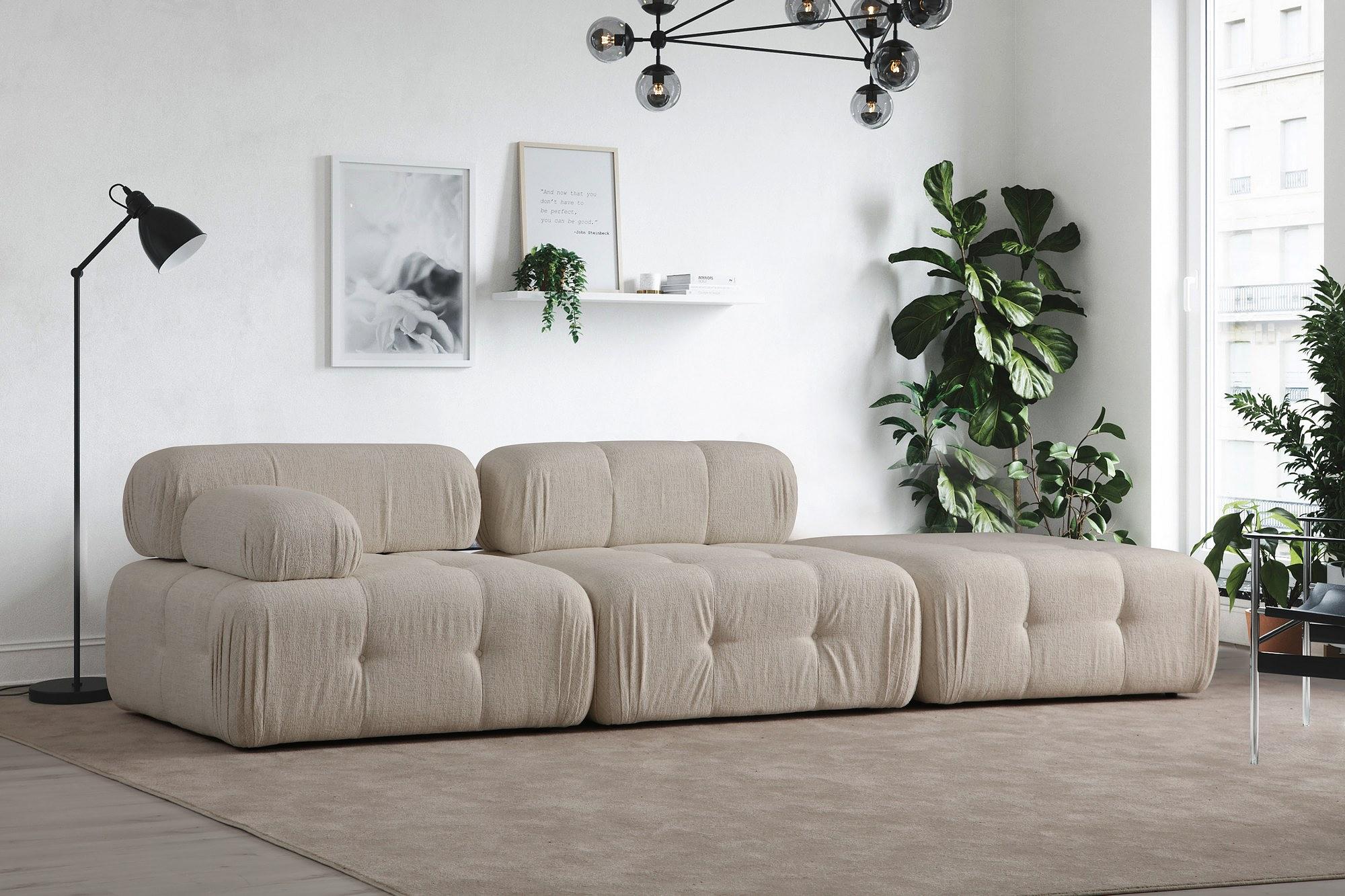 Doblo Modular Sofa 3-Seater Cream Bouclé 0