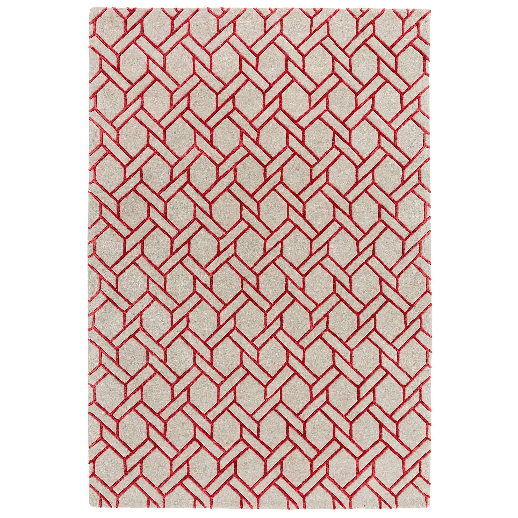 Nexus Fine Lines Rug Silver Red Wool 120x170cm 0