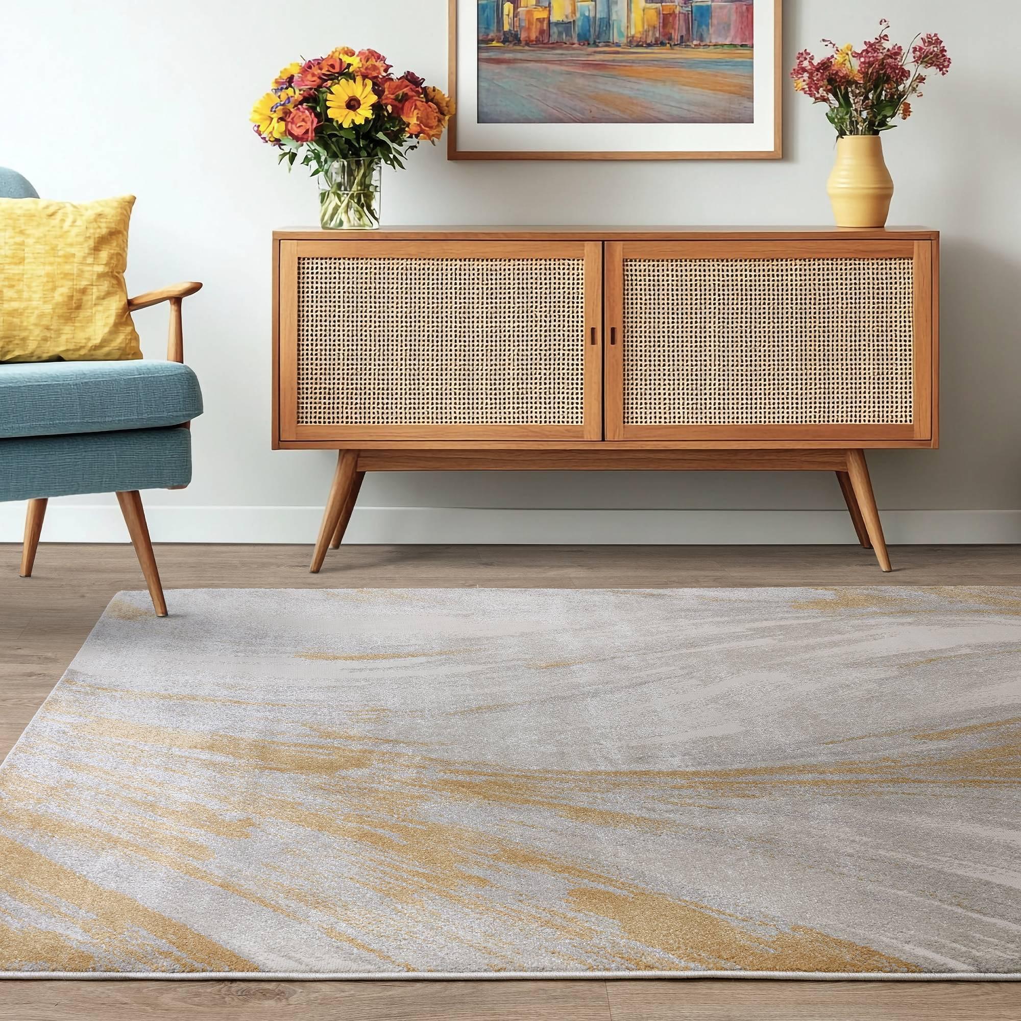 Viva Carpet Yellow Abstract Pattern 160x220cm 1