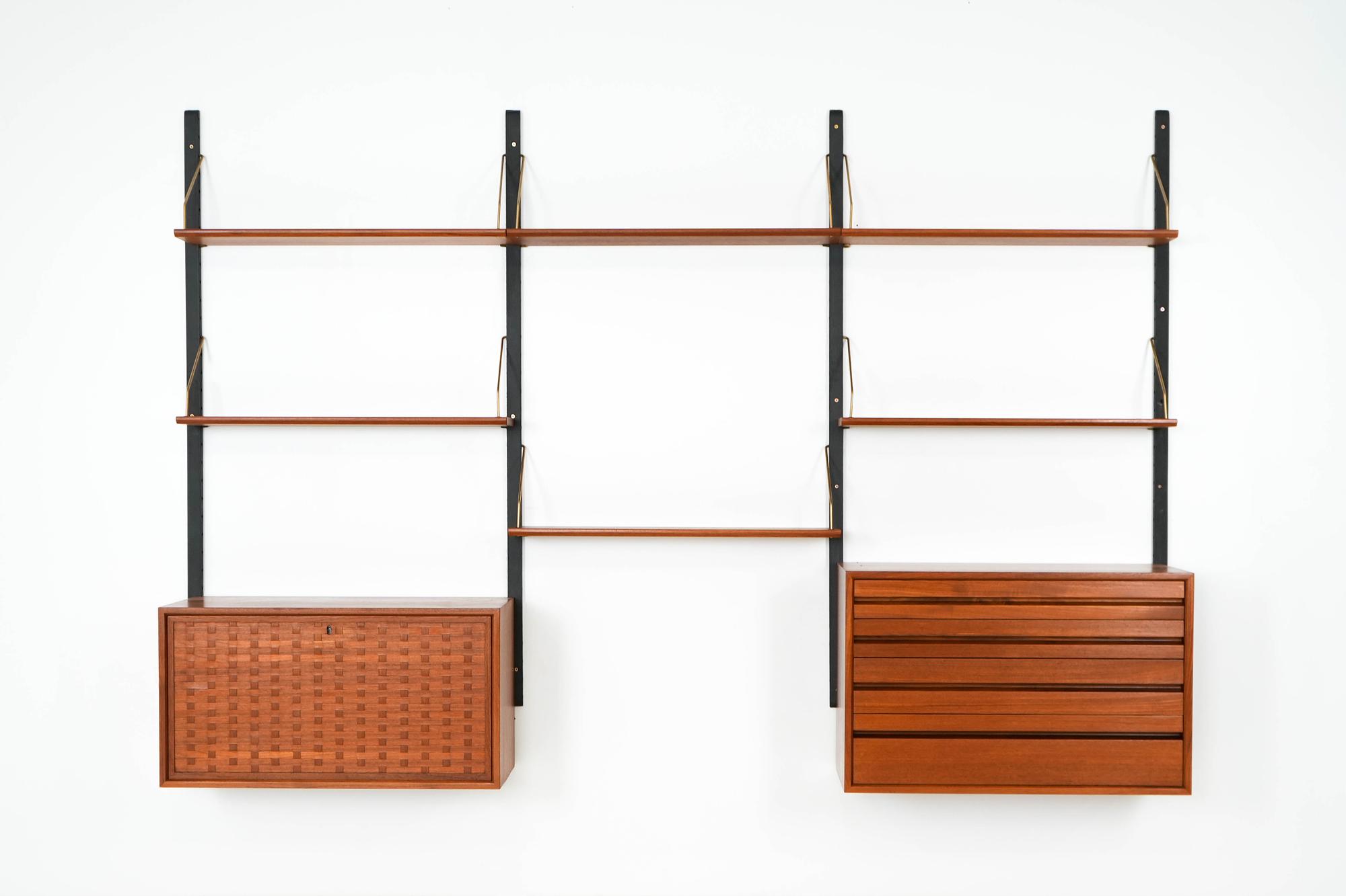Module shelf teak brown 1960s 1
