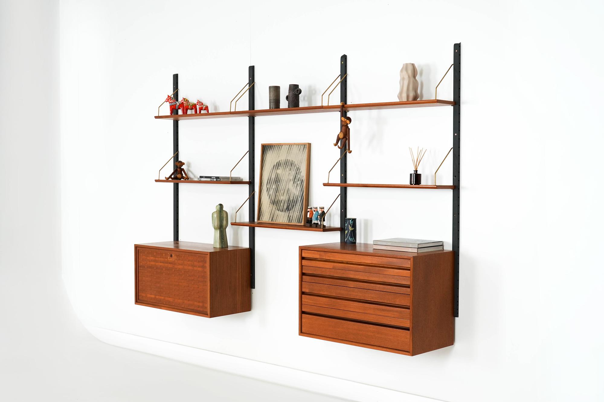 Modulregal Teakholz Braun 1960er Jahre 5