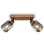 Meidelo Wall Light 2-Bulb Aluminum Smoked Glass Black 0