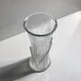 Vintage Art Deco Revival Glas Vase Transparent 1980er Jahre 3