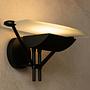 Wandlampe Glas Metall Schwarz 1980er Jahre 4