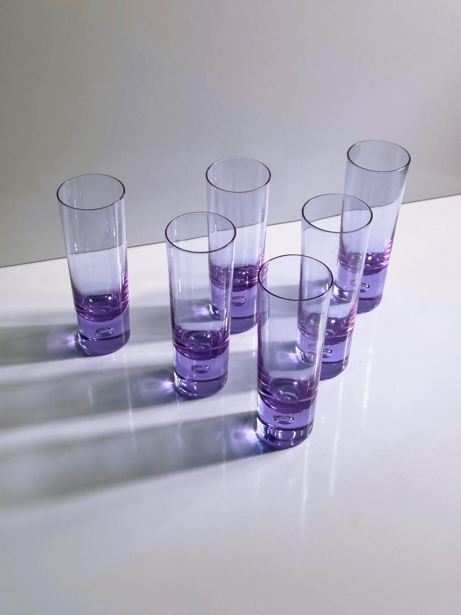 6x Vintage drinking glasses Alexandrite glass 1970s 2