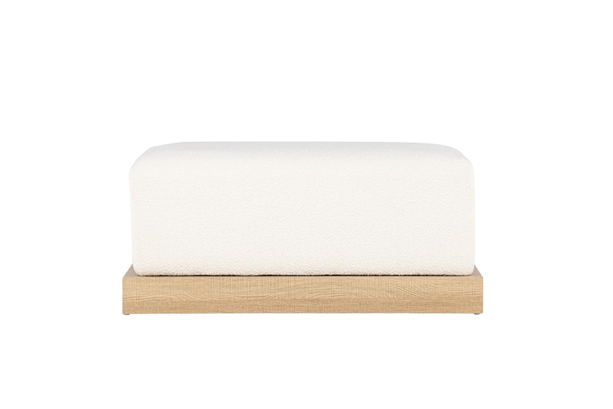 Ivy Ottoman Holzoptik Bouclé Weiß 0