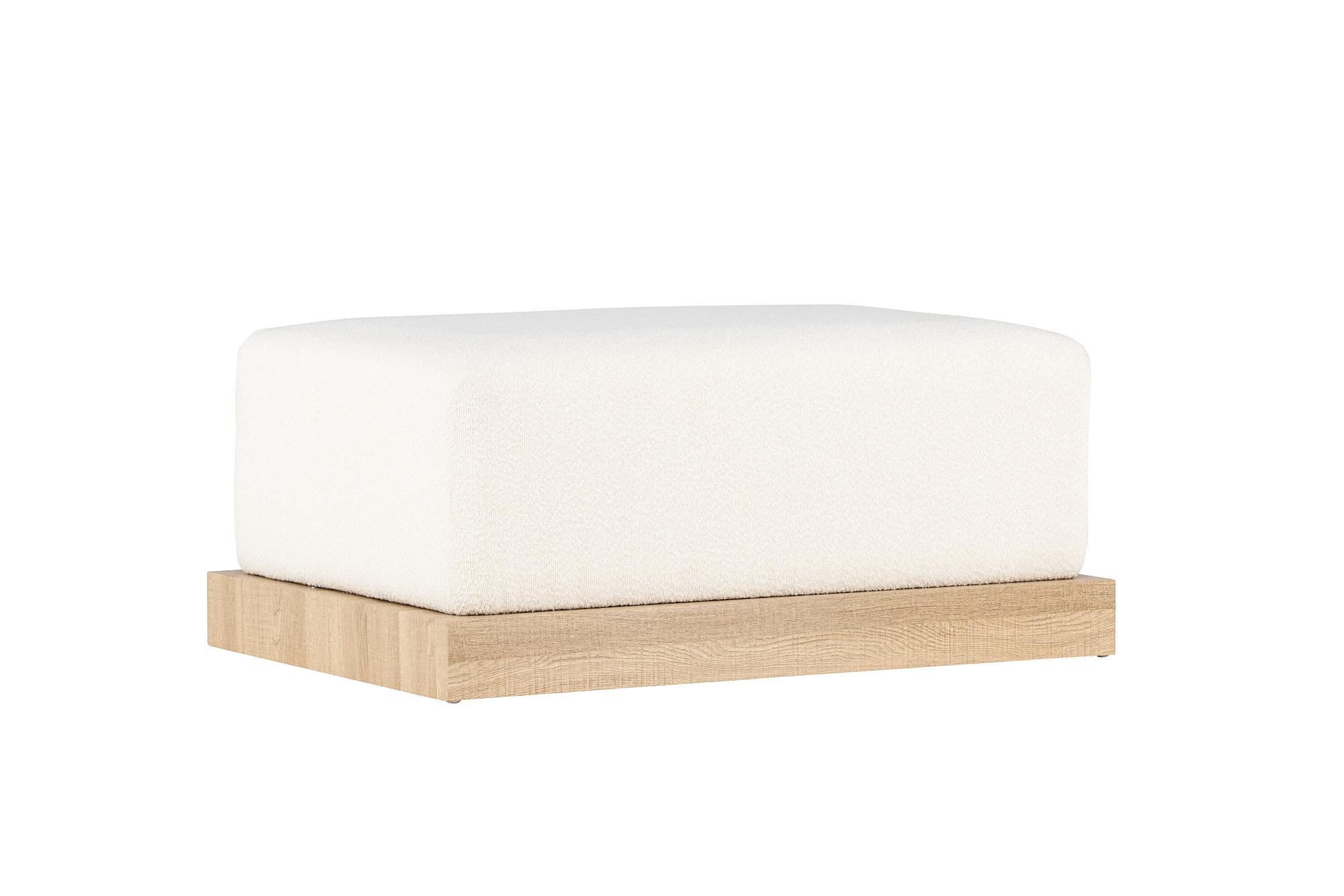 Ivy Ottoman Holzoptik Bouclé Weiß 5