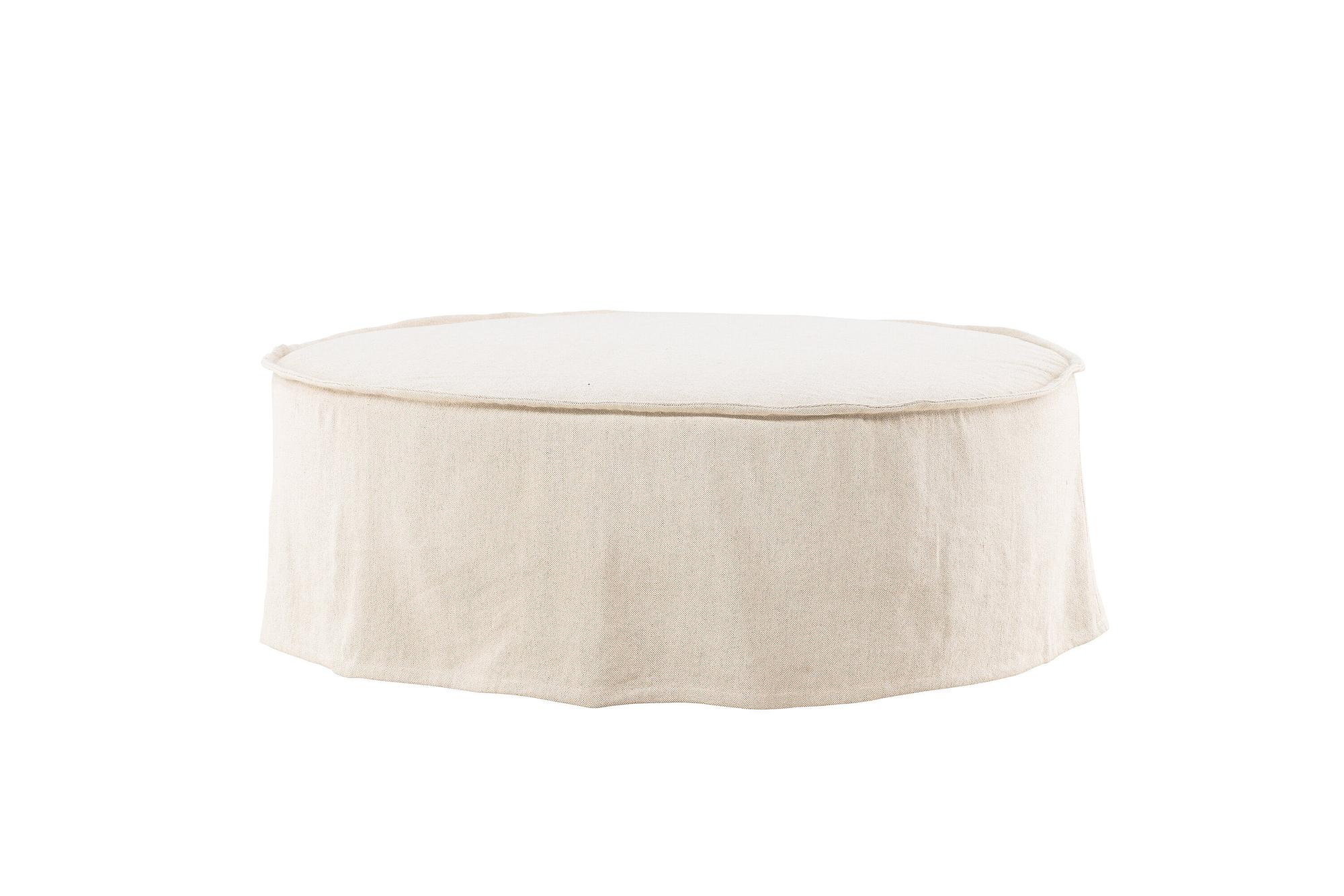 Vindö Ottoman Beige Linen ⌀101cm 1