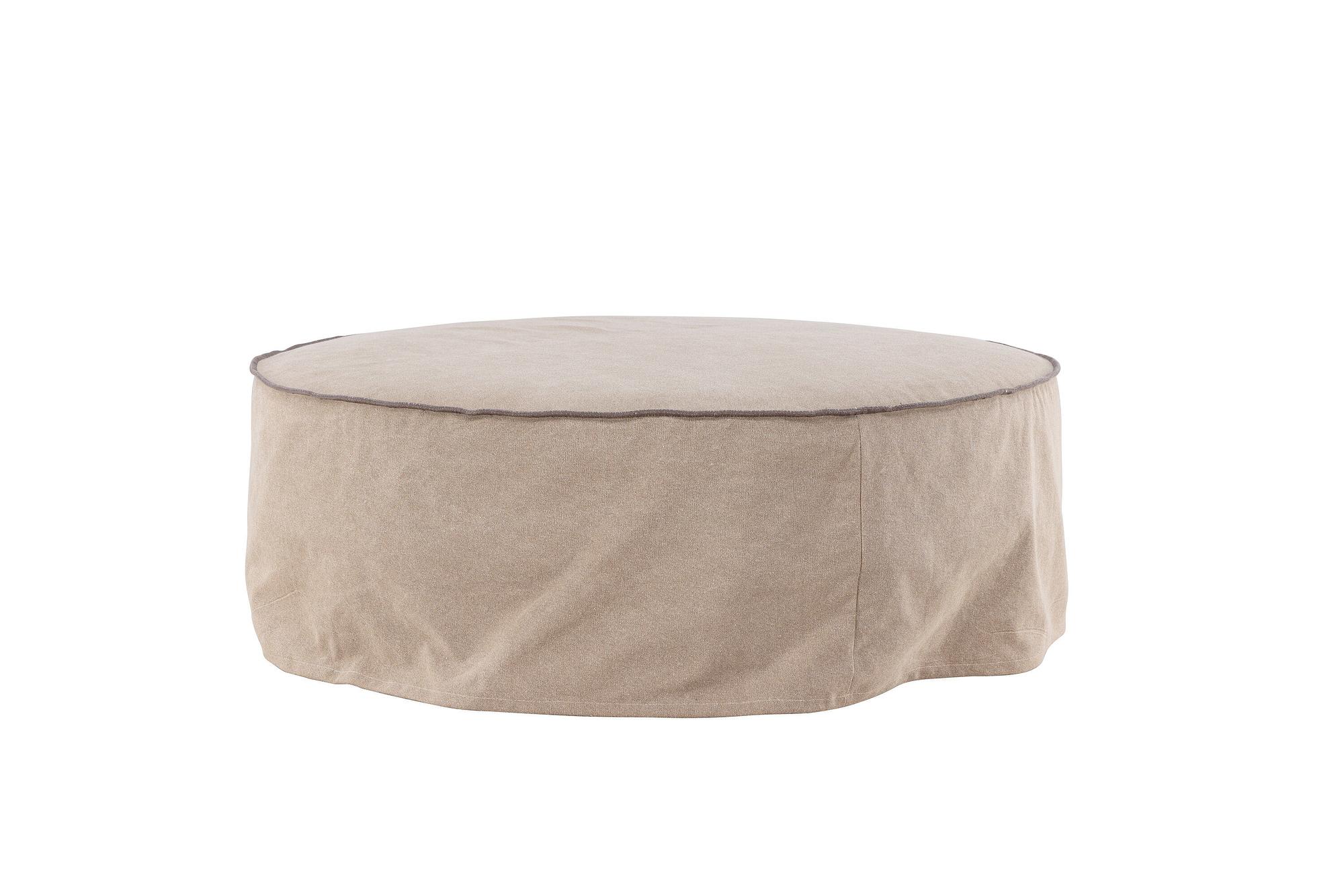 Vindö Ottoman Braun Leinen ⌀101cm 2