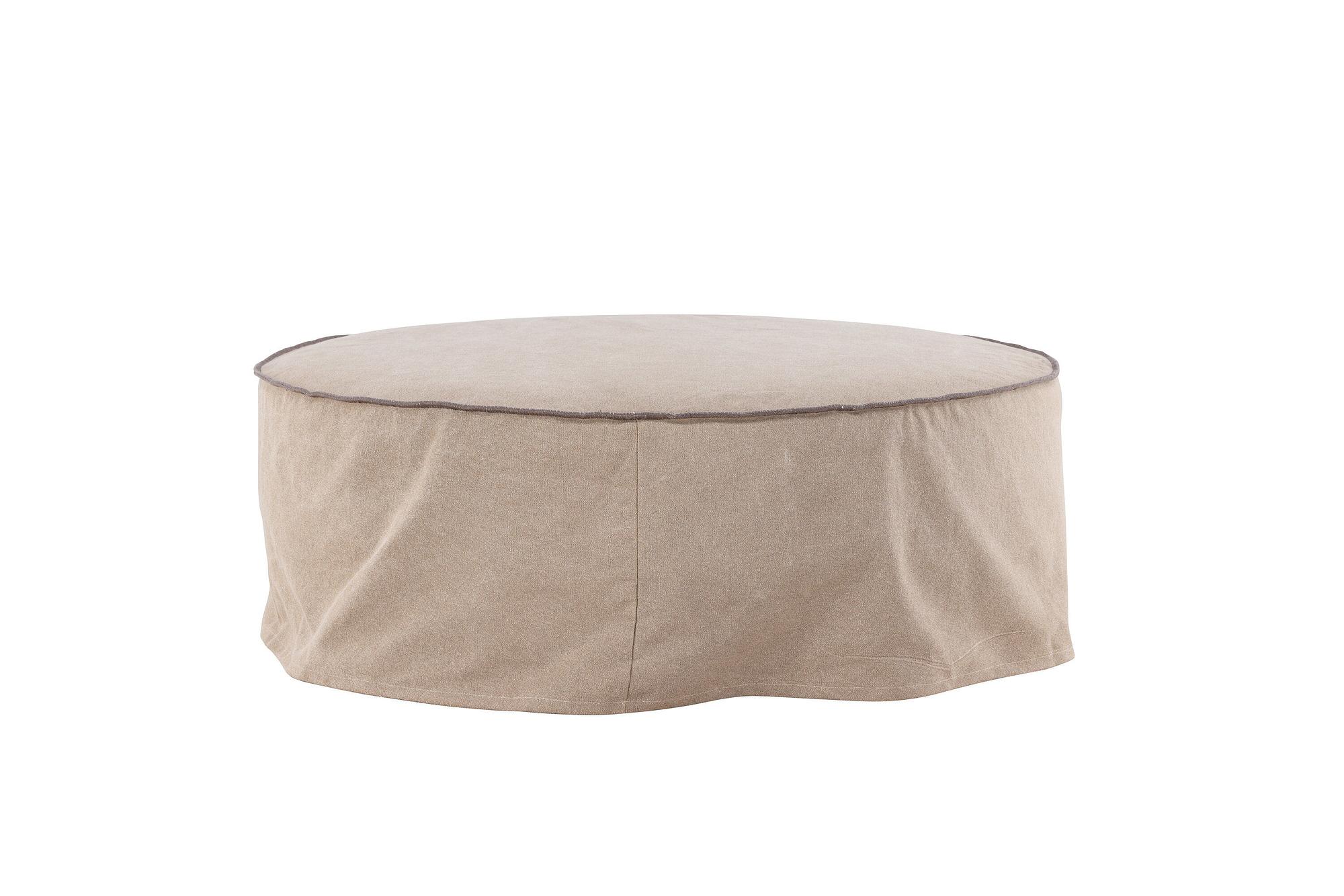 Vindö Ottoman Braun Leinen ⌀101cm 3