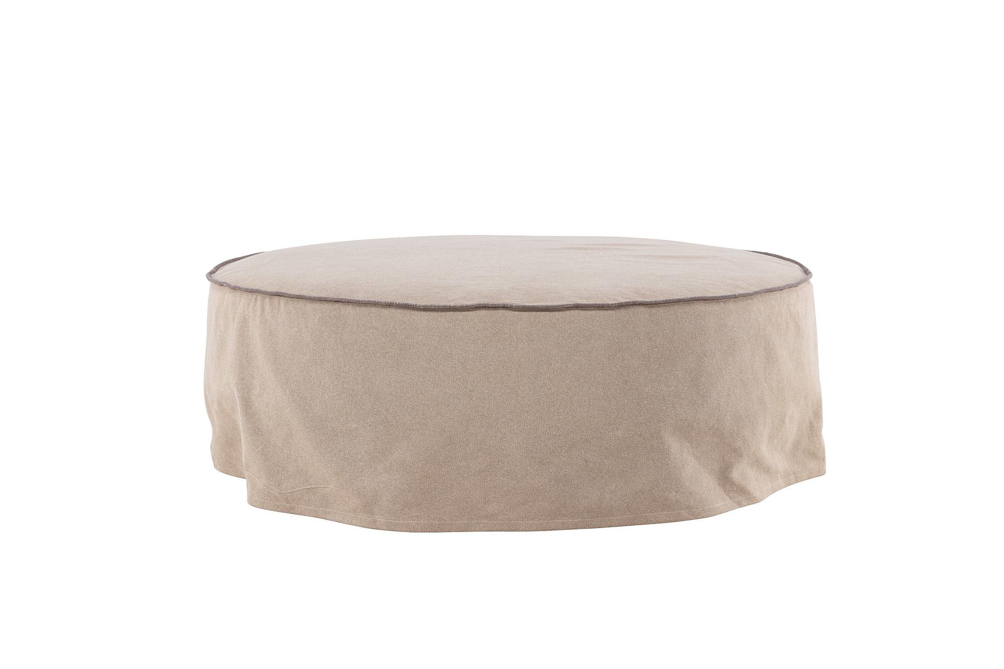 Vindö Ottoman Braun Leinen ⌀101cm 6