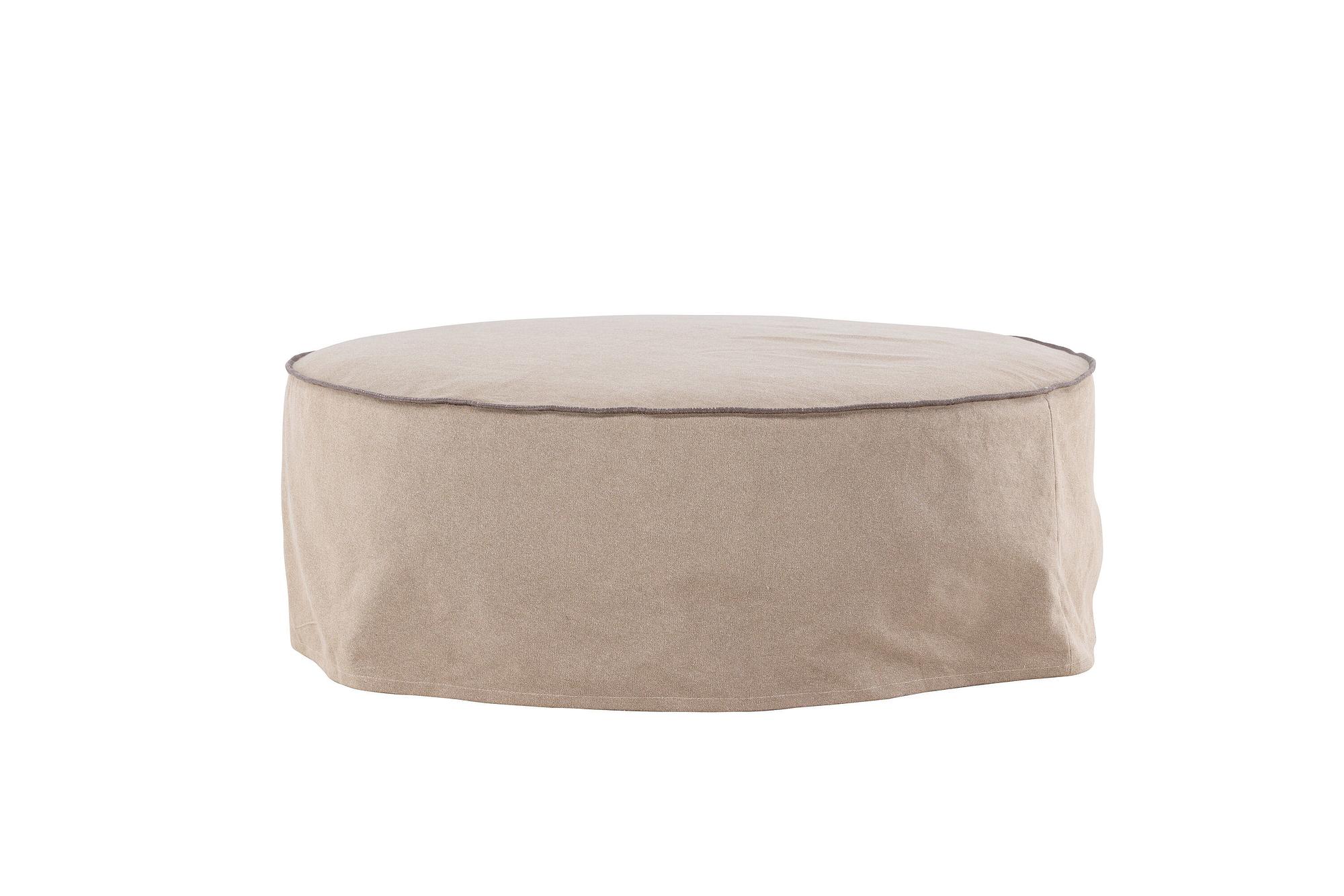 Vindö Ottoman Braun Leinen ⌀101cm 7