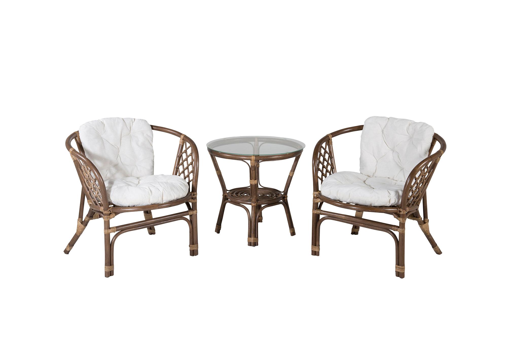 Wera Café Gartenmöbel-Set Rattan Offwhite Weiß 0