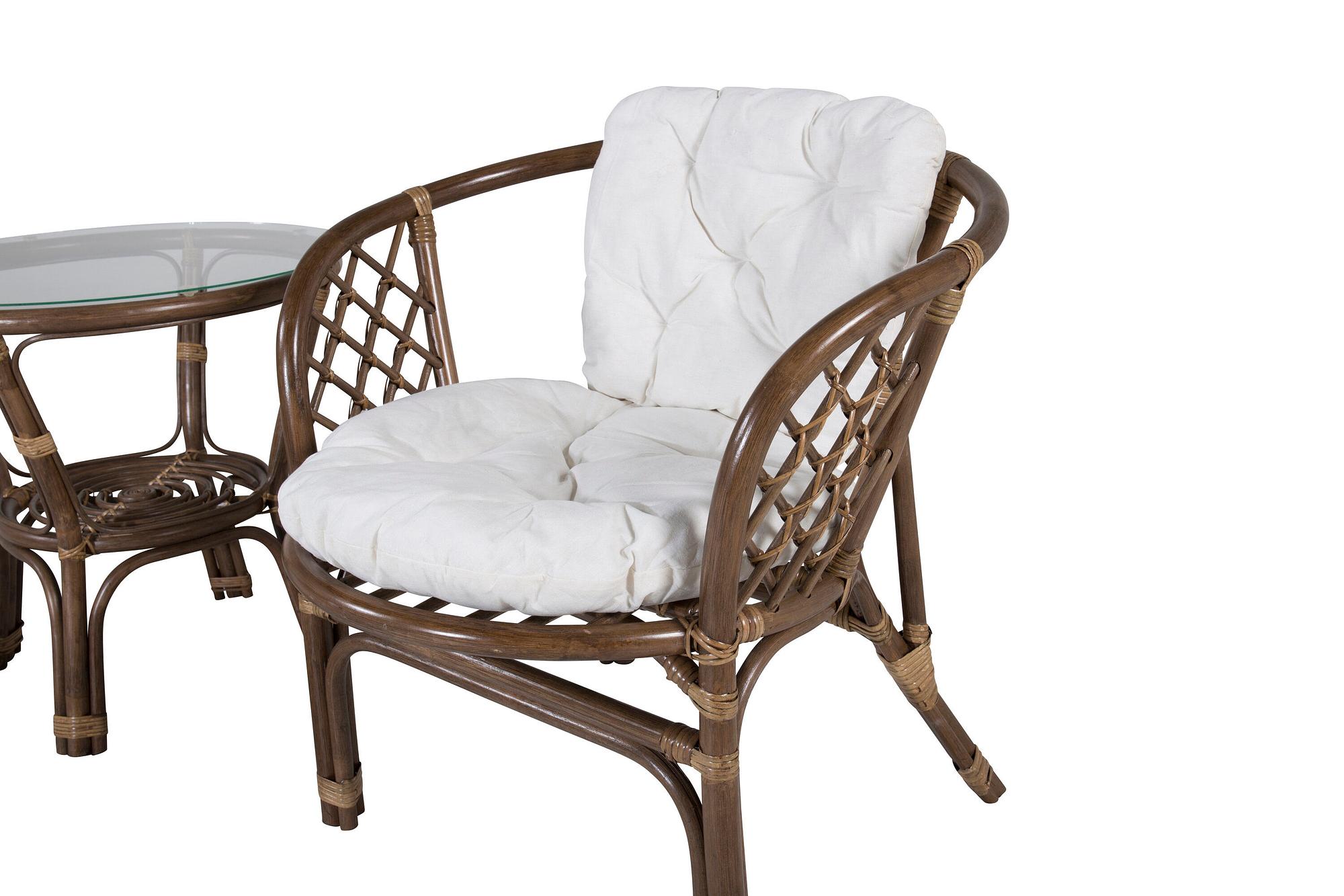 Wera Café Gartenmöbel-Set Rattan Offwhite Weiß 1