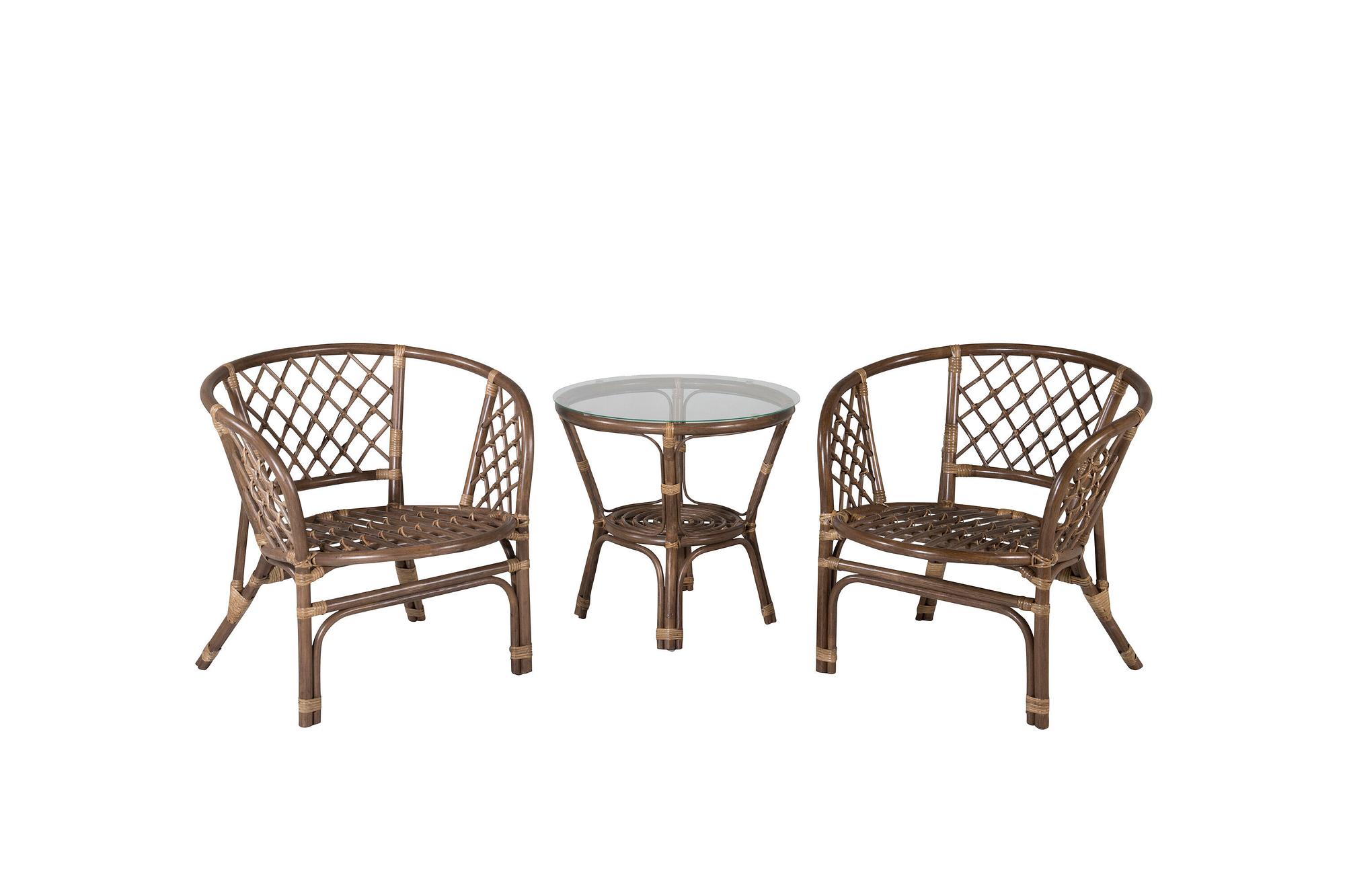 3x Wera Café Set Rattan Offwhite Cushions 3