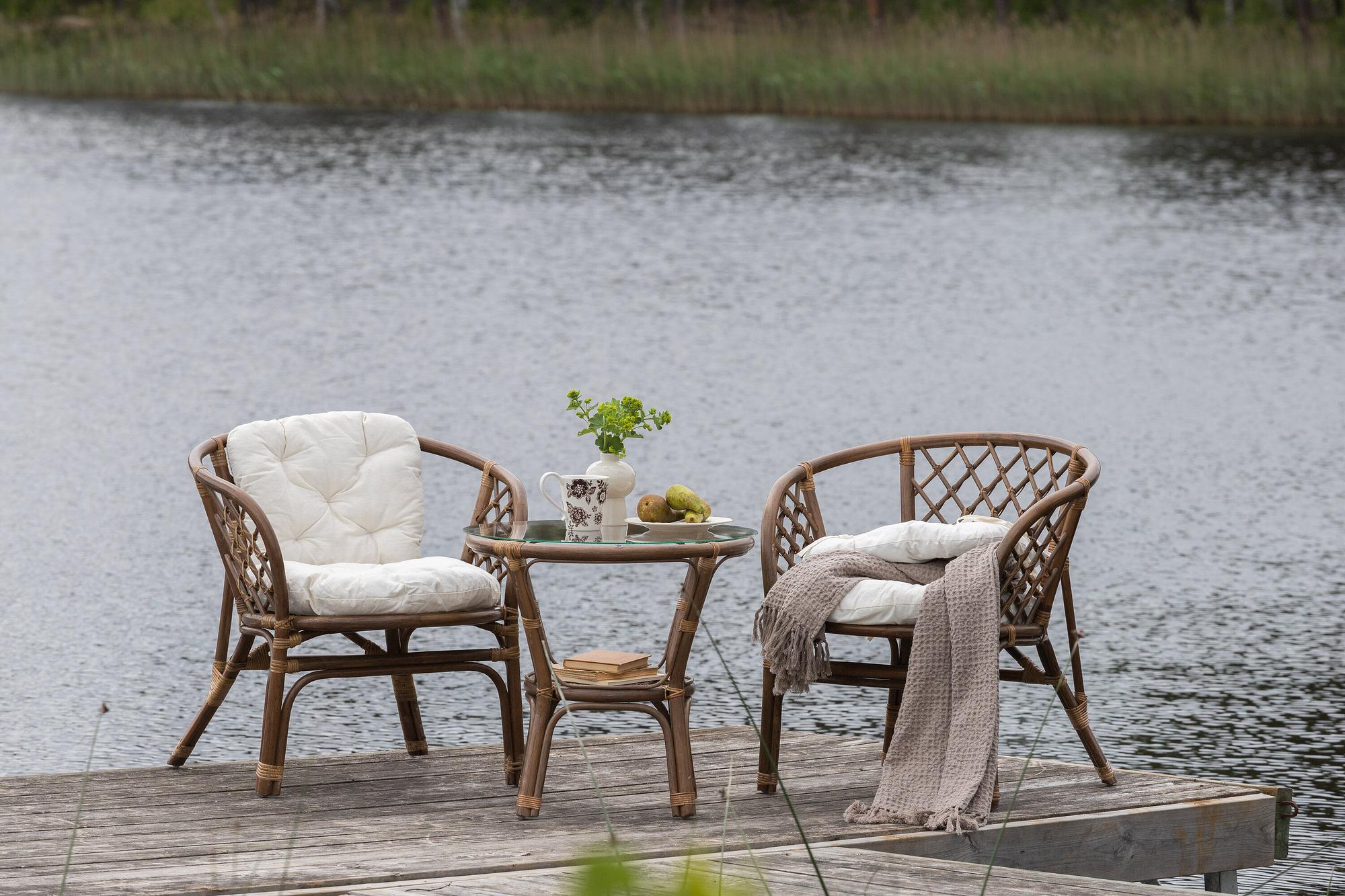 Wera Café Gartenmöbel-Set Rattan Offwhite Weiß 5