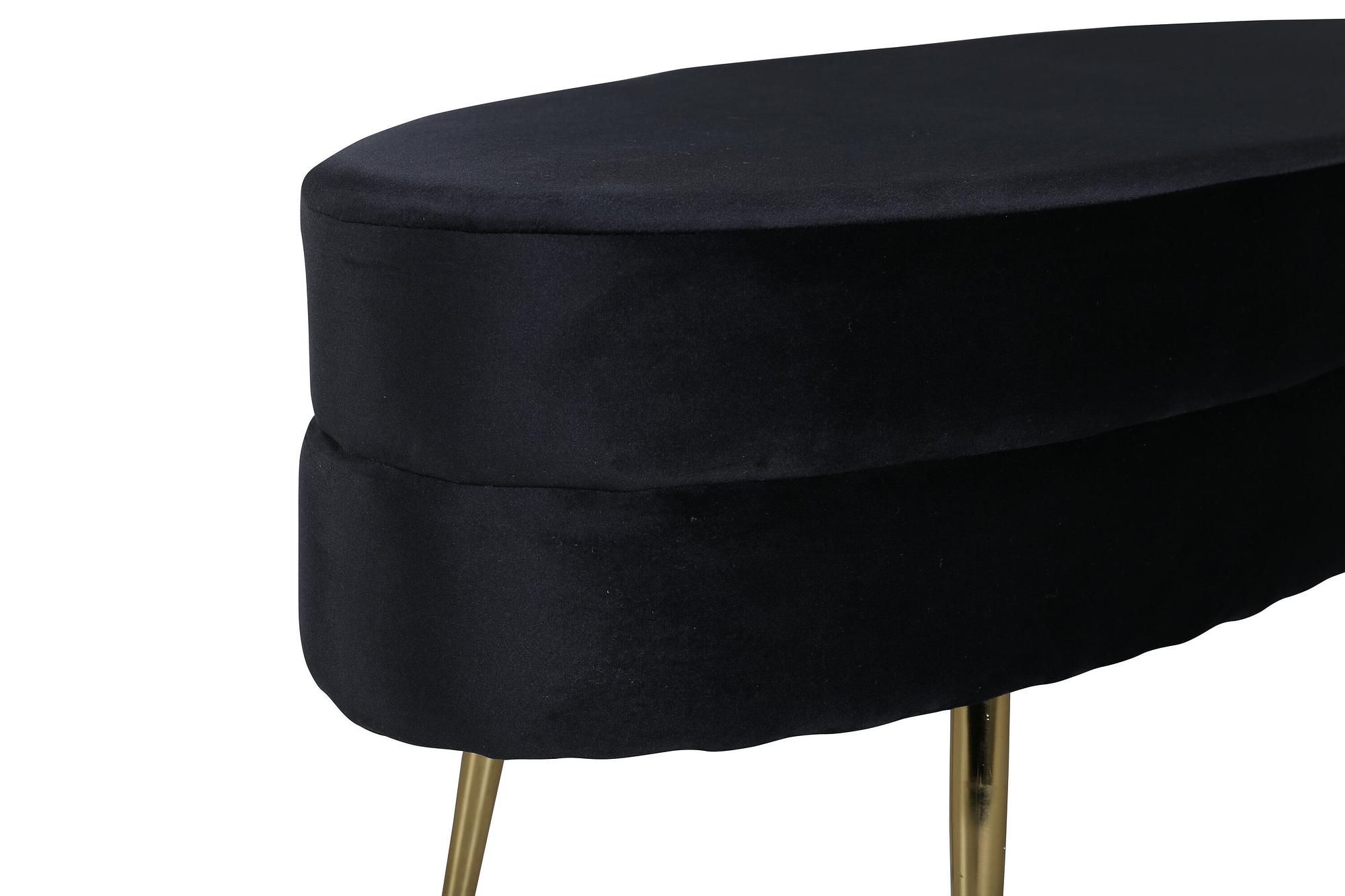 Otto Pouf Messing Samt Schwarzer 3