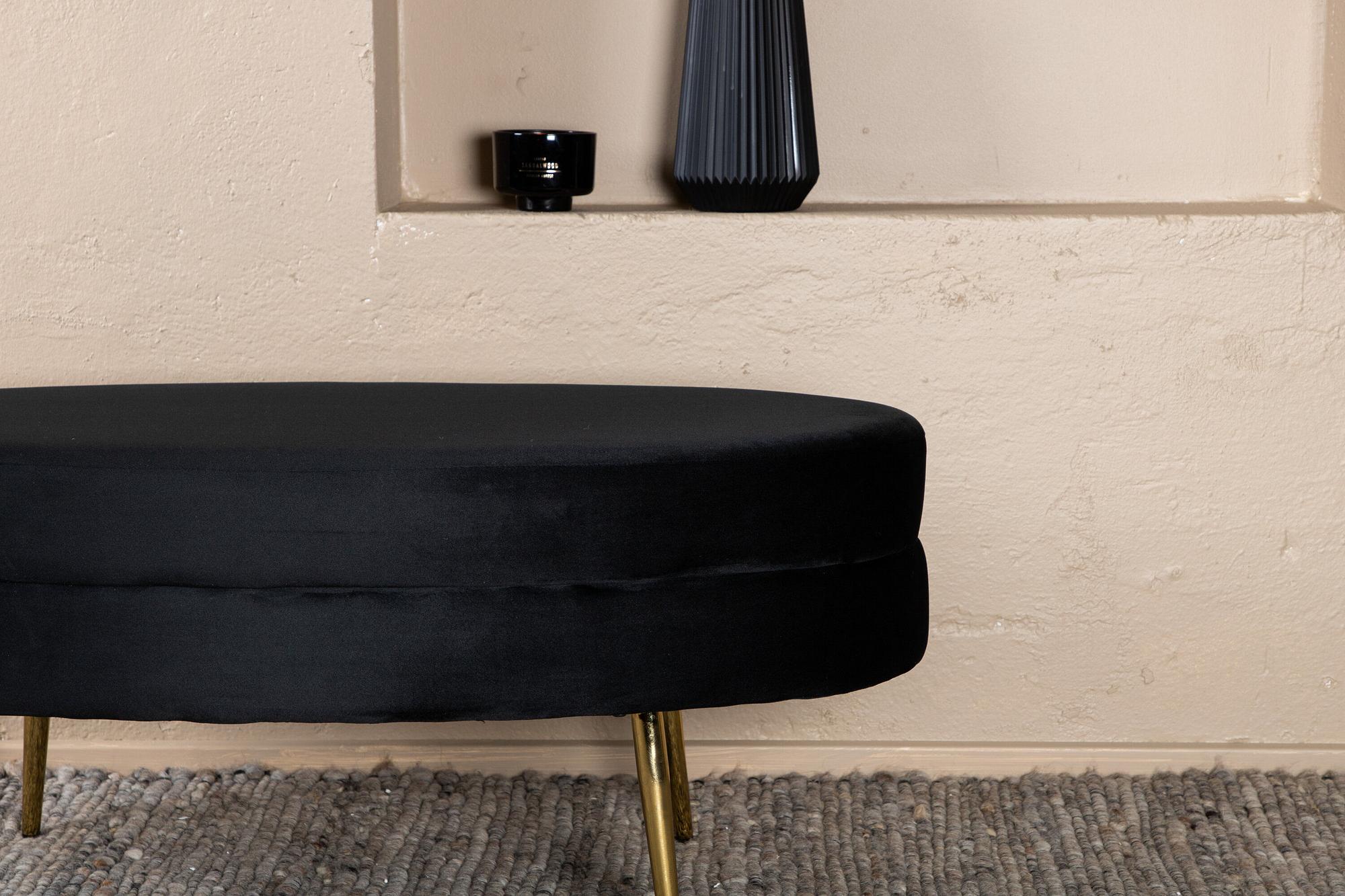 Otto Pouf Messing Samt Schwarzer 6