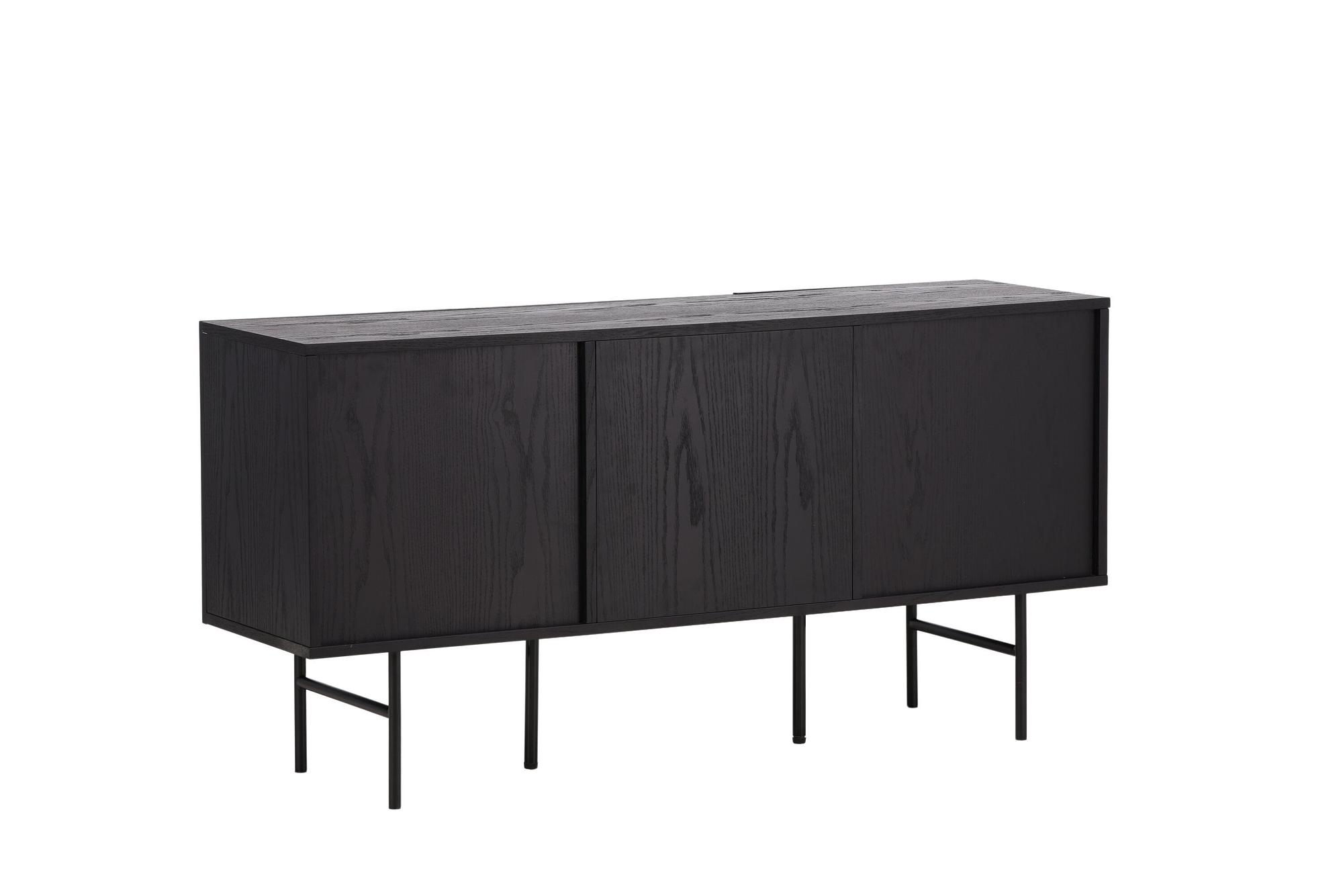 Björkön  Low Cabinet Wood Veneer Black/Oak 5