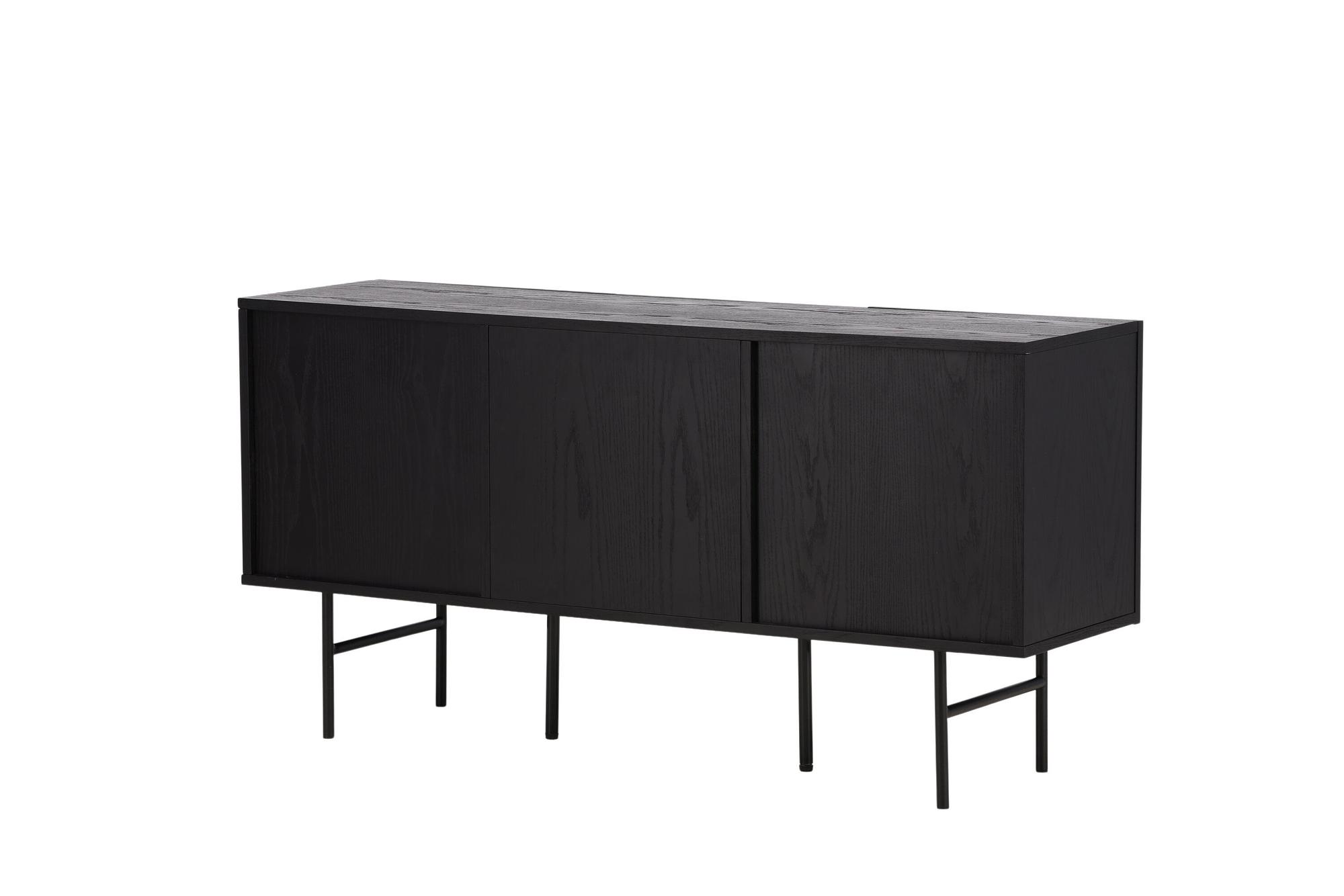 Björkön  Low Cabinet Wood Veneer Black/Oak 7