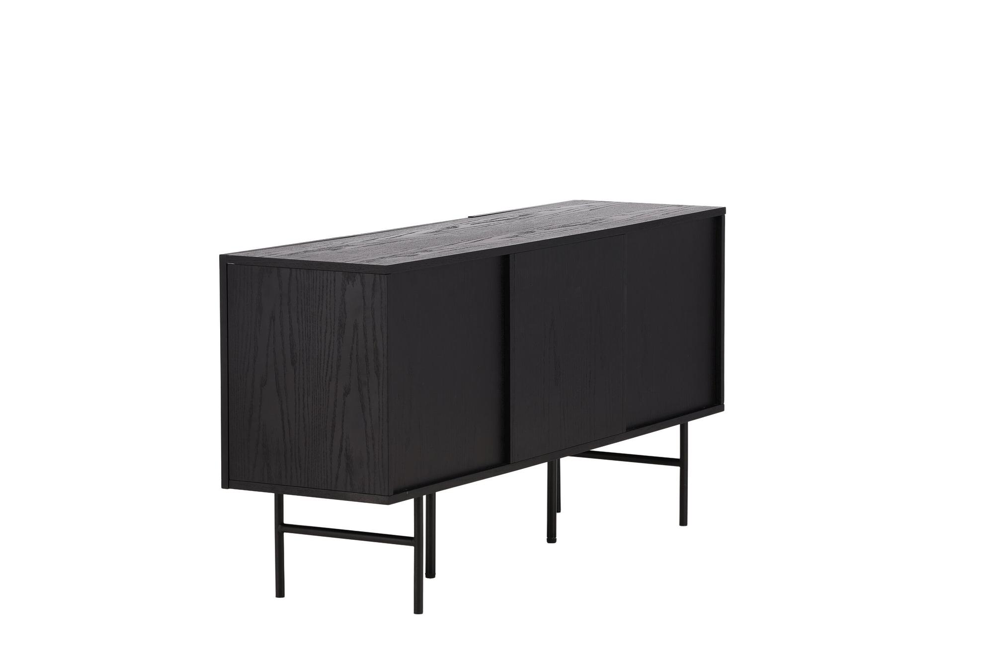 Björkön  Low Cabinet Wood Veneer Black/Oak 4