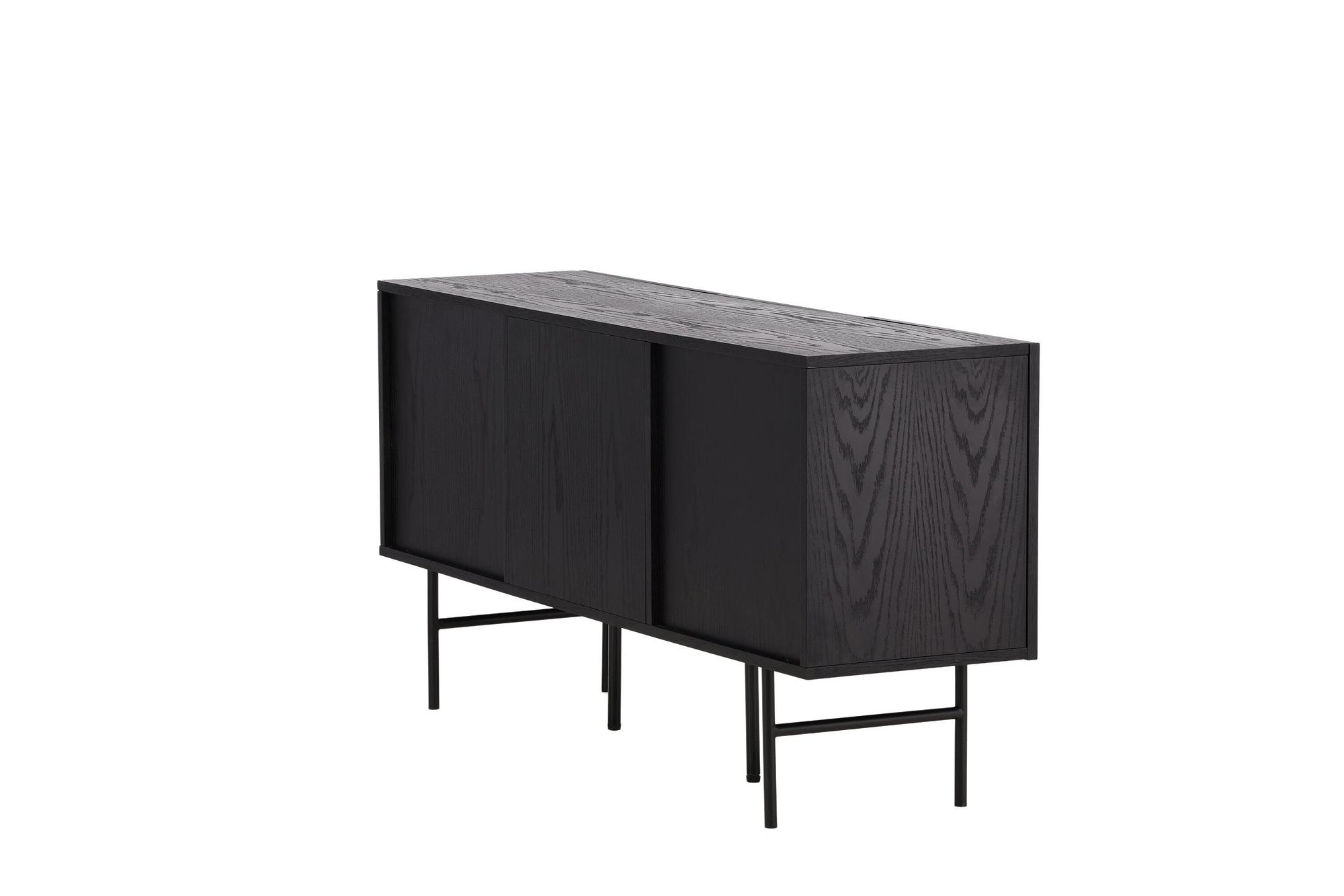 Björkön  Low Cabinet Wood Veneer Black/Oak 8